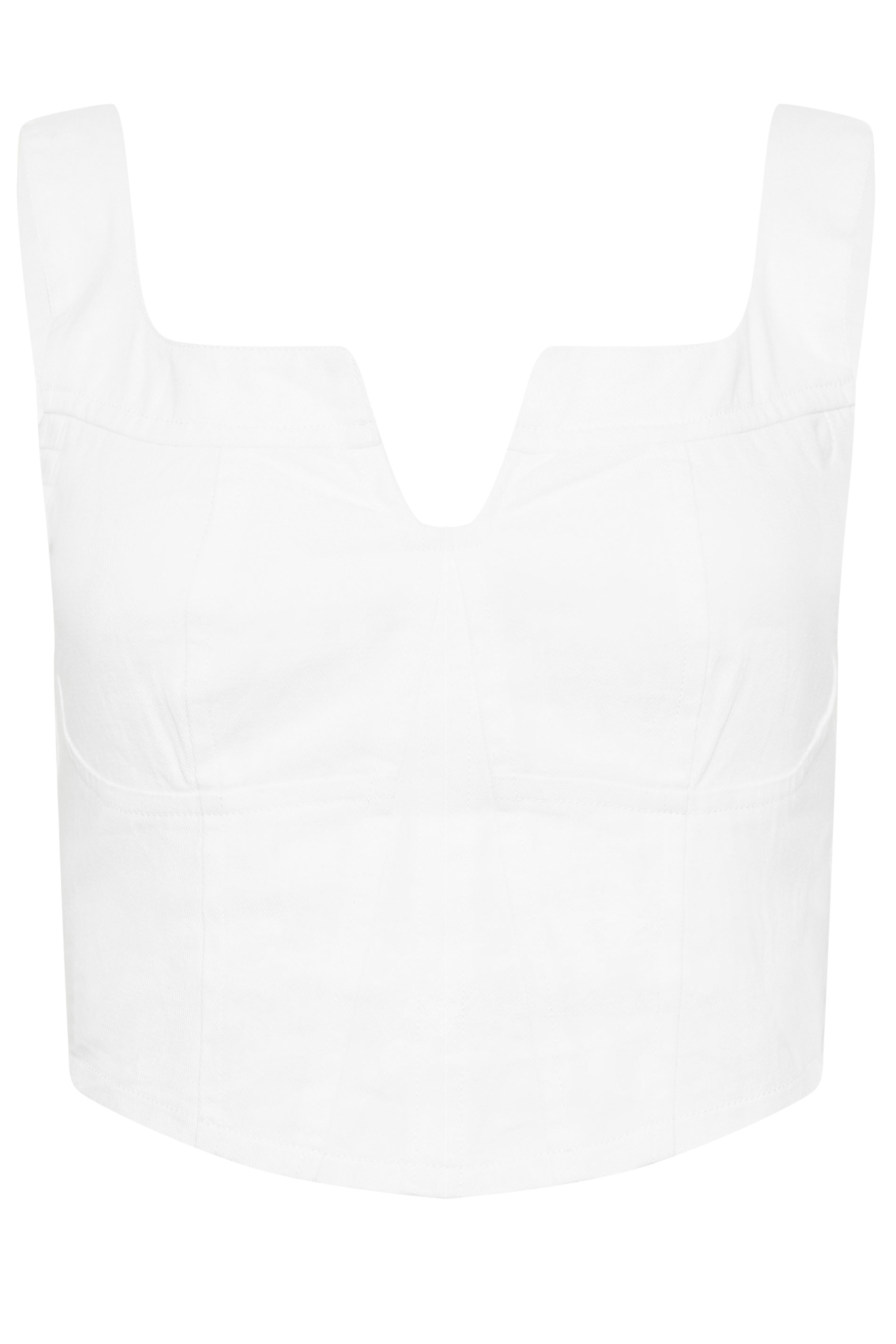 PixieGirl Petite Women's White Cotton Notch Neck Corset Top | PixieGirl 5