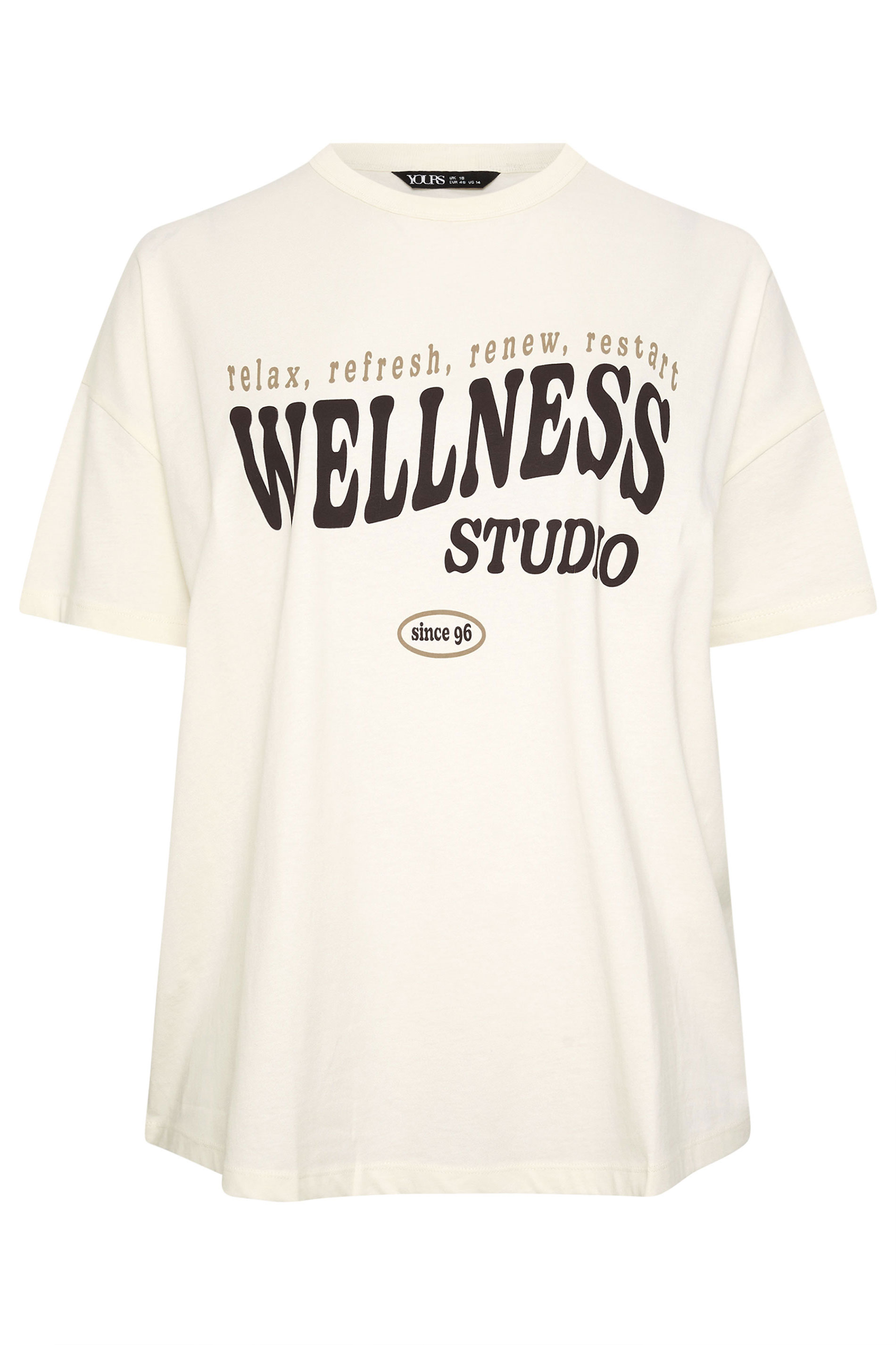 YOURS ACTIVE Plus Size Cream 'Wellness Studio' T-Shirt | Yours Clothing 6