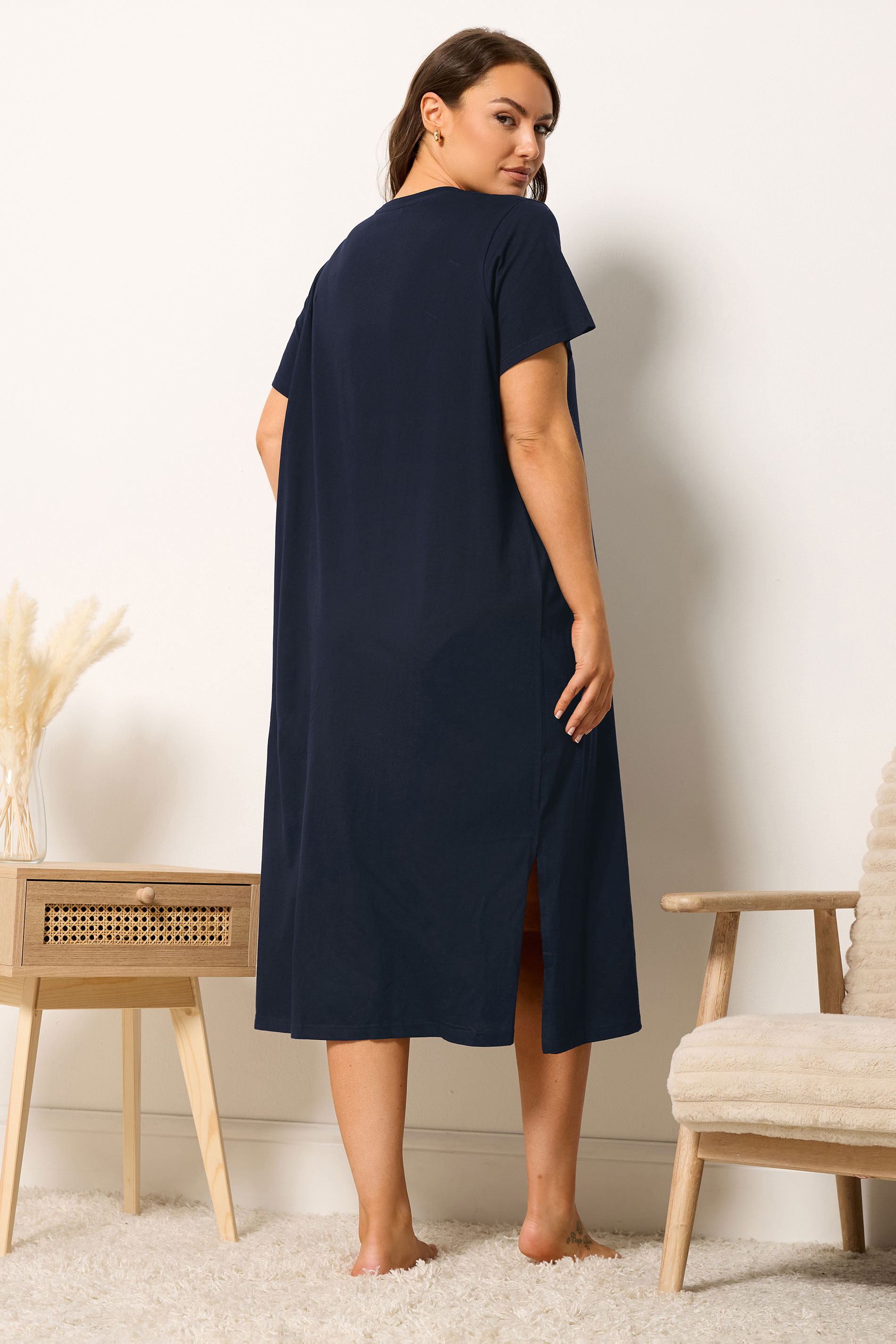 YOURSET Plus Size 2 PACK Blue Leopard Heart Midaxi Nightdresses | Yours Clothing 5