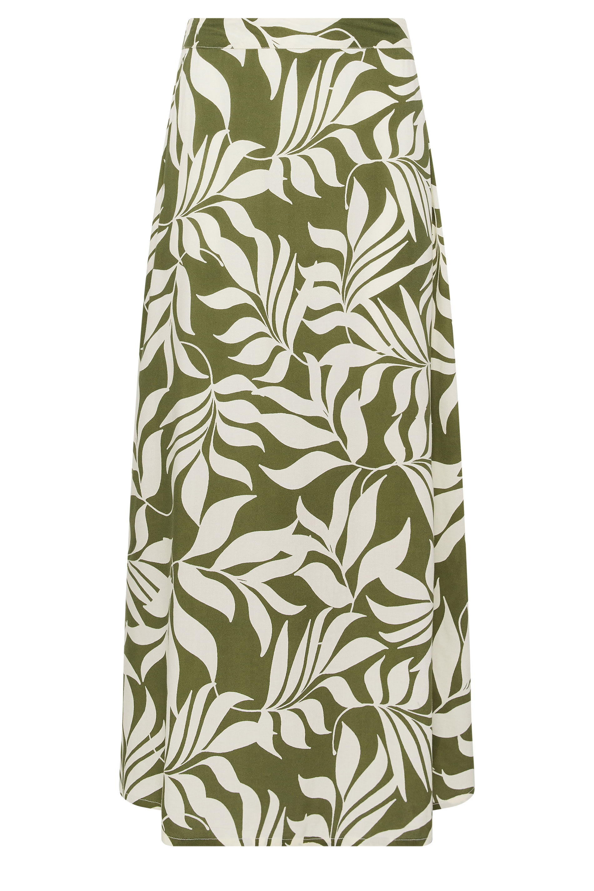 M&Co Khaki Green Leaf Print Midi Skirt | M&Co 5