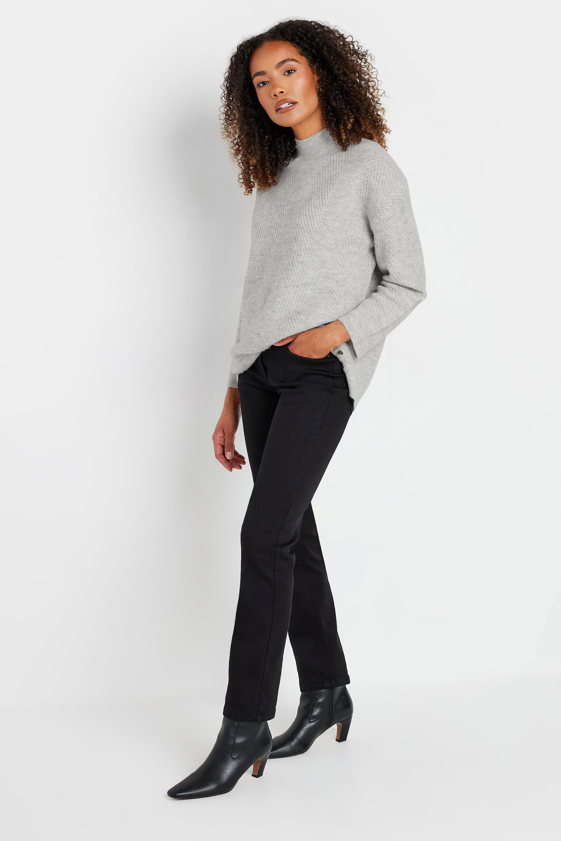 M&Co Premium Grey Funnel Neck Jumper | M&Co 2