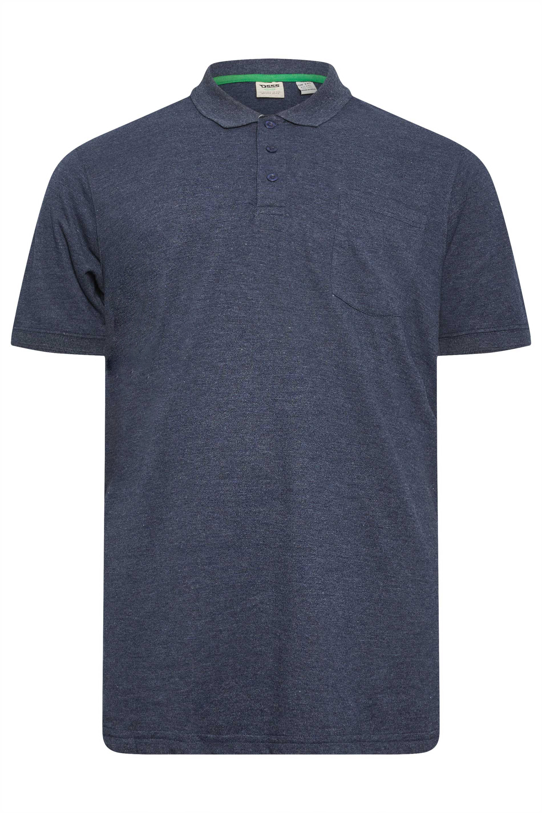 D555 Big & Tall Navy Blue Marl Pique Polo Shirt | BadRhino 1