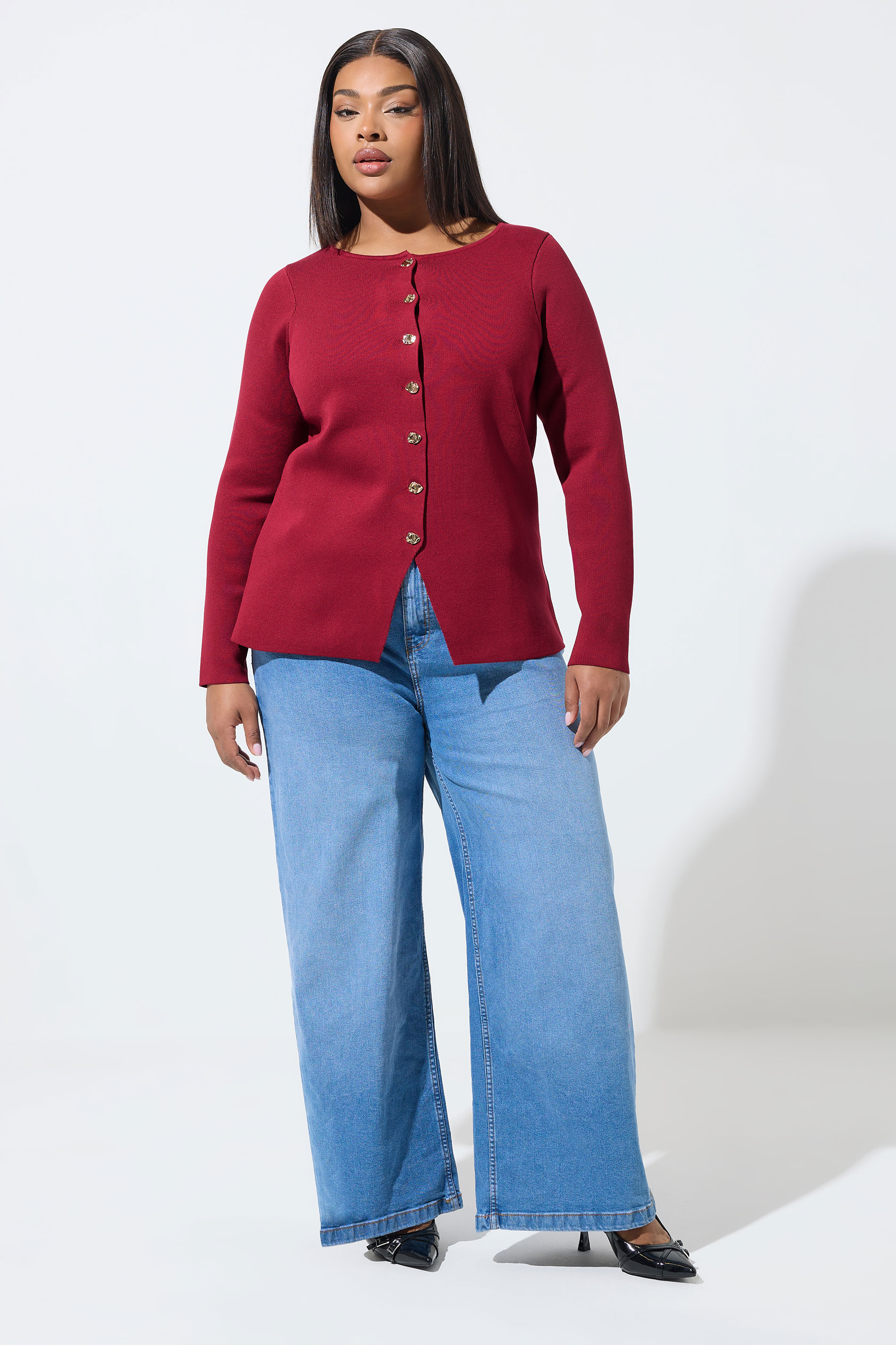 LIMITED COLLECTION Plus Size Red Long Sleeve Knitted Top | Yours Clothing 5
