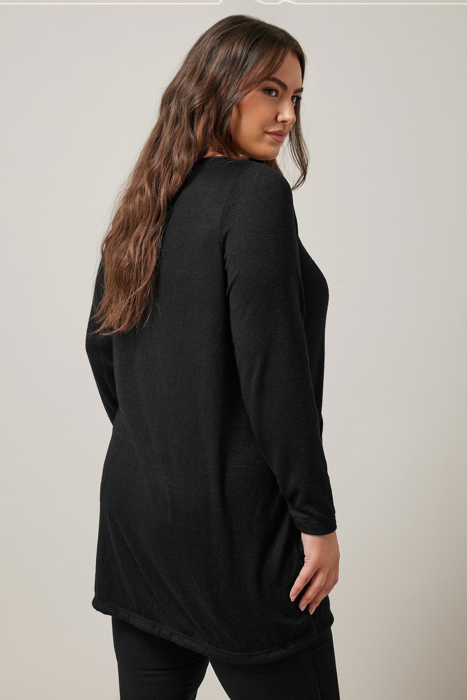 EVANS Plus Size Black Front Pocket Tunic Jumper | Evans  2