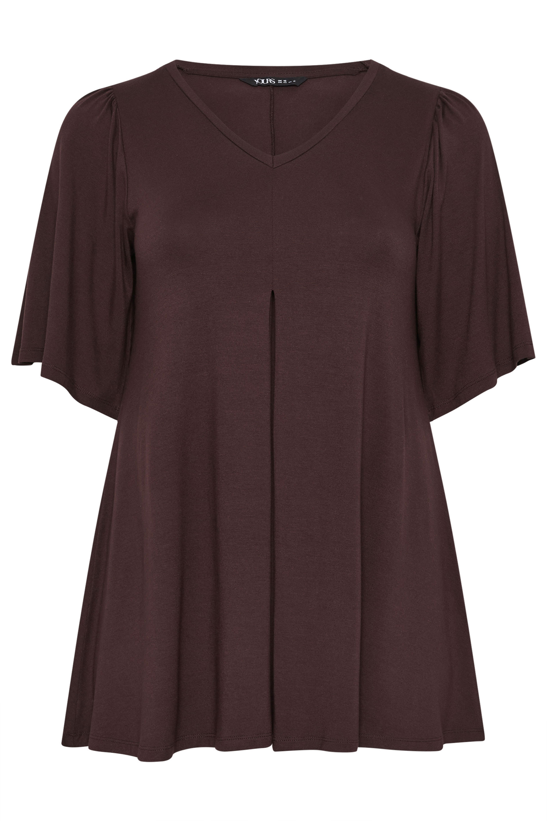 YOURS Plus Size Chocolate Brown Pleat Front Top | Yours Clothing 5