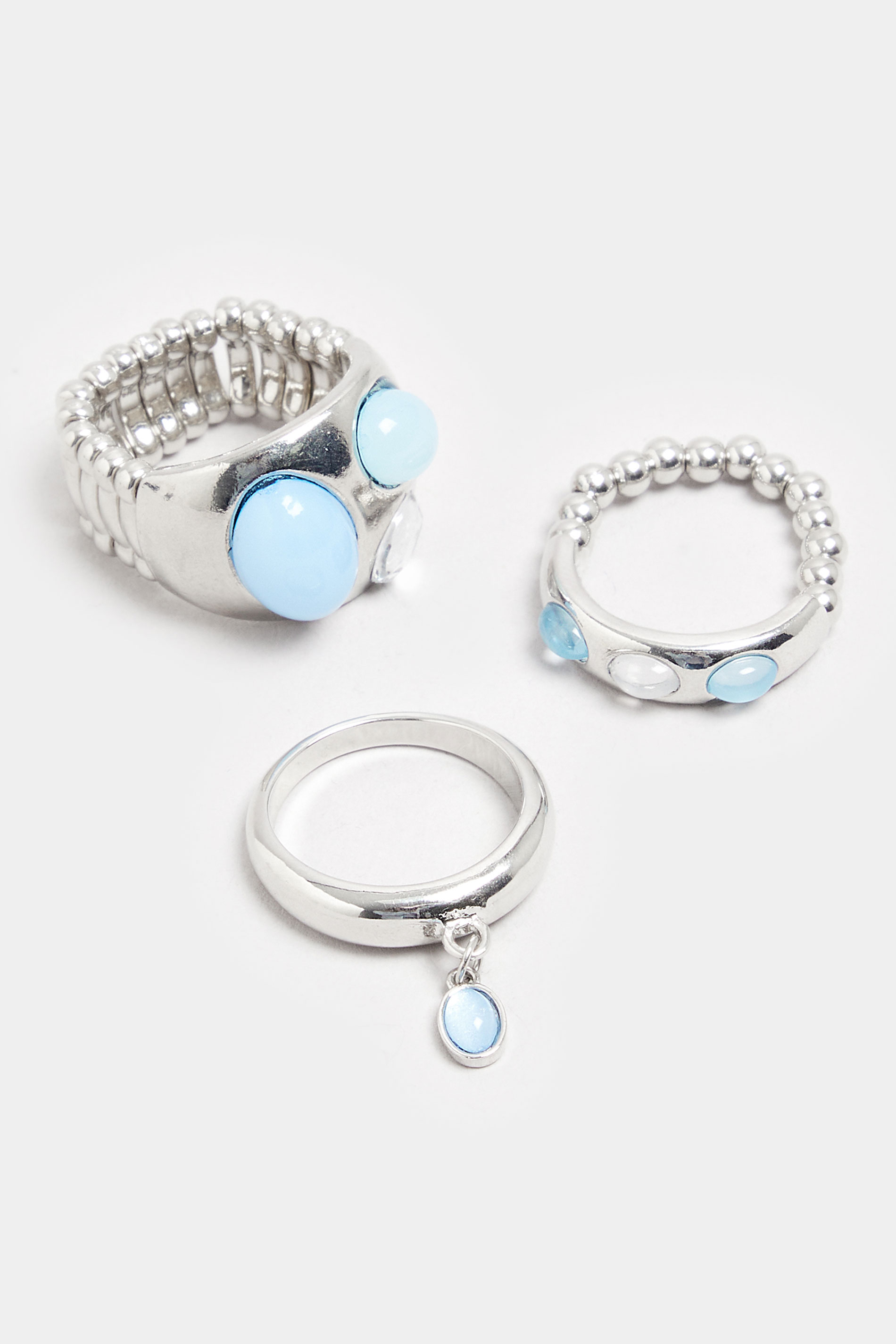 YOURSET 3 PACK Silver Tone Stone Ring Set | Yours Clothing 3