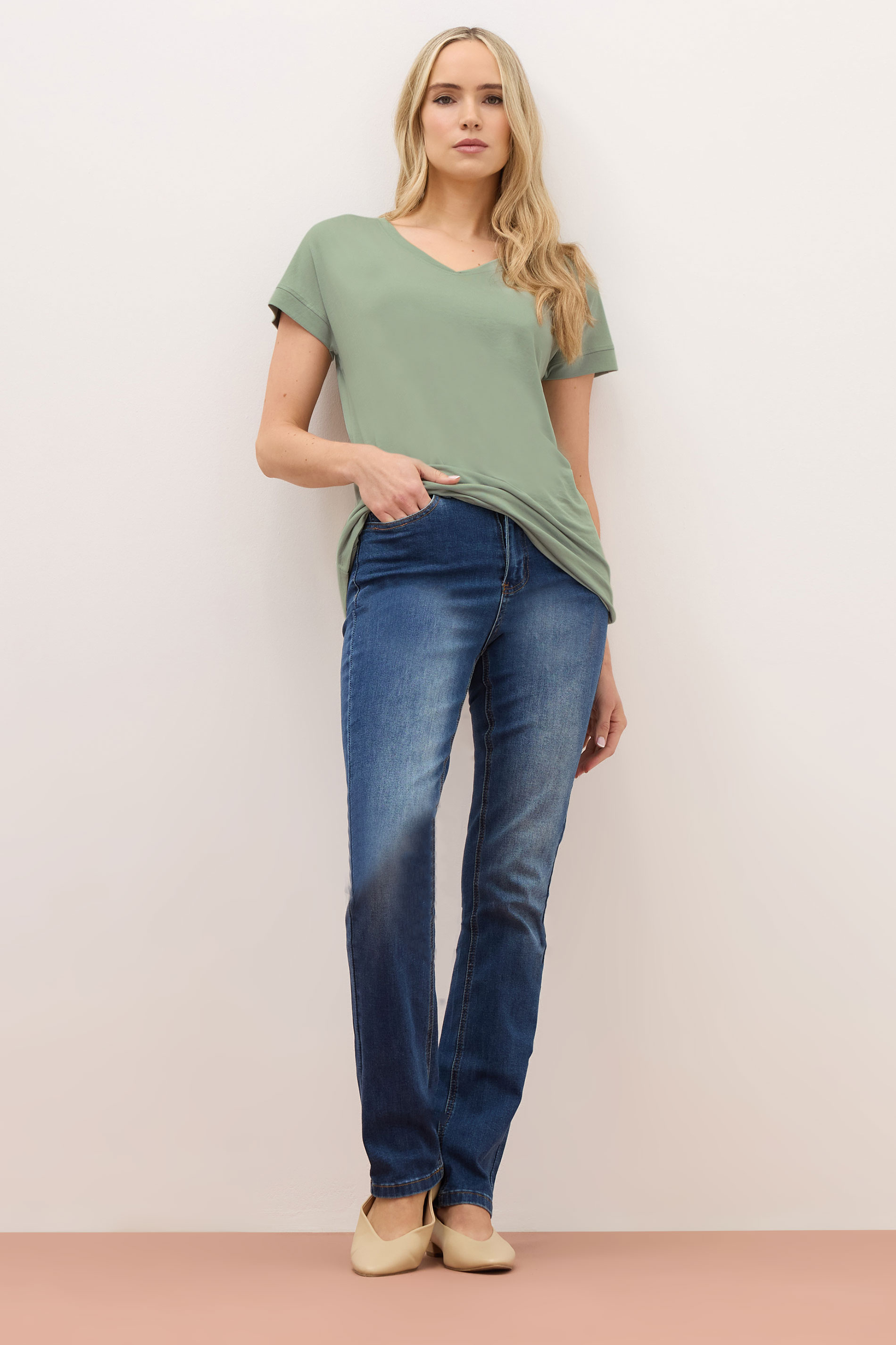 LTS PREMIUM Tall Sage Green V-Neck Modal T-Shirts | Long Tall Sally 1