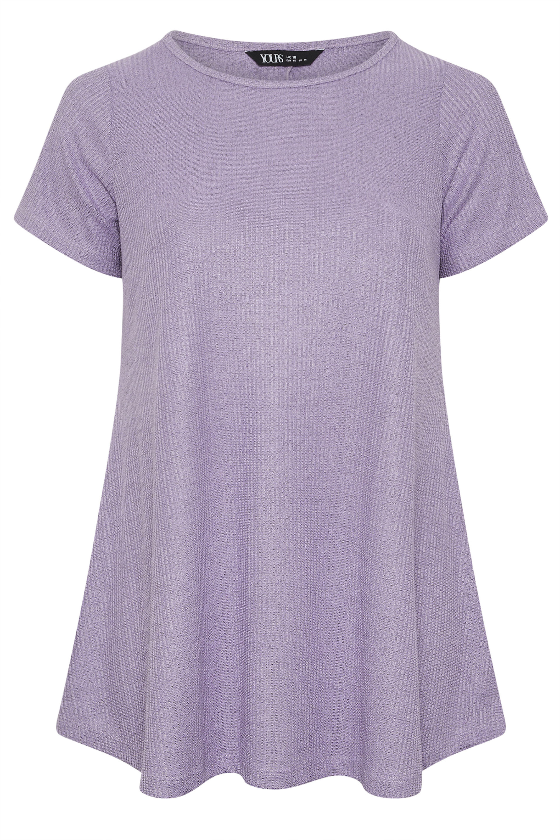 YOURS Plus Size Purple Ribbed Soft Touch T-Shirt | Yours Clothing 5