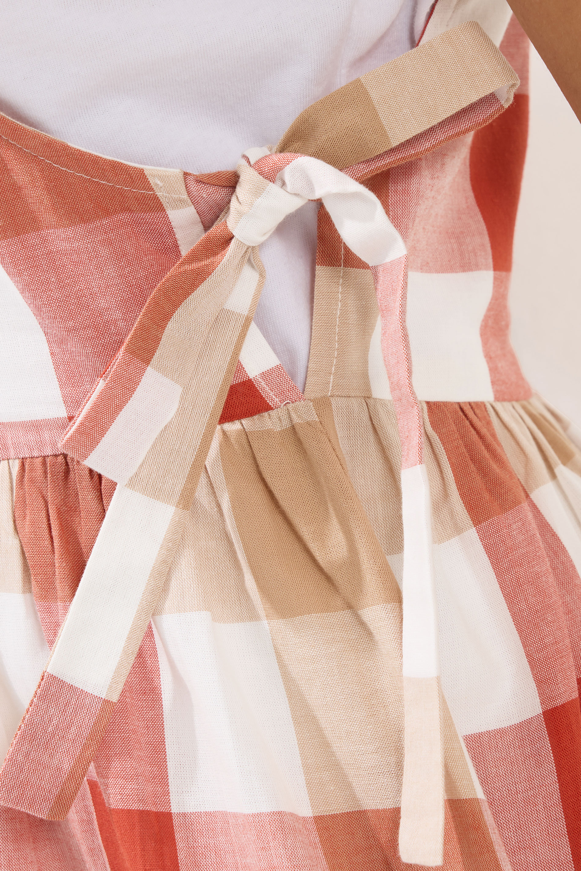 PixieGirl Petite Women's Pink Check Cotton Midi Dress | PixieGirl 5