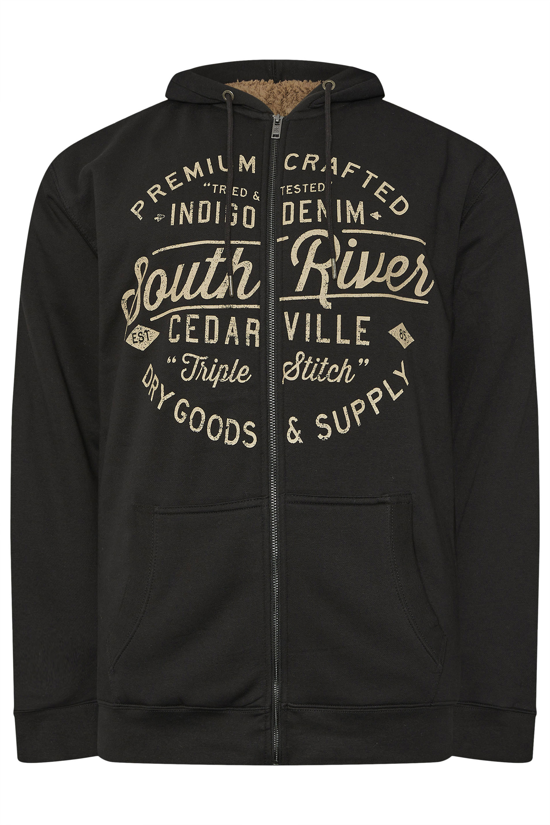 KAM Big & Tall Black 'South River' Fleece Lined Hoodie | BadRhino 2
