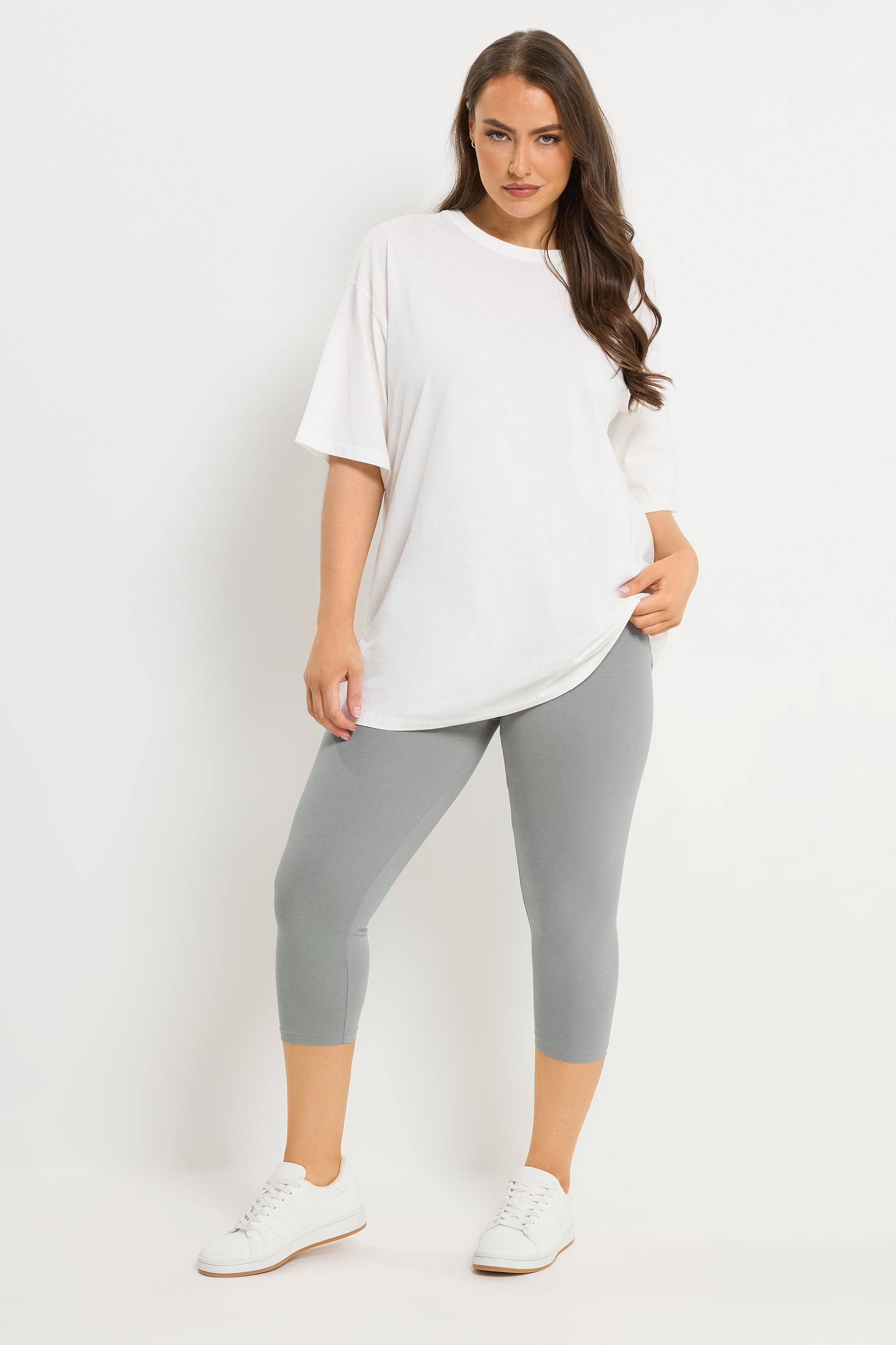 YOURSET 2 PACK Plus Size Grey Swirl Cropped Leggings | Yours Clothing 5