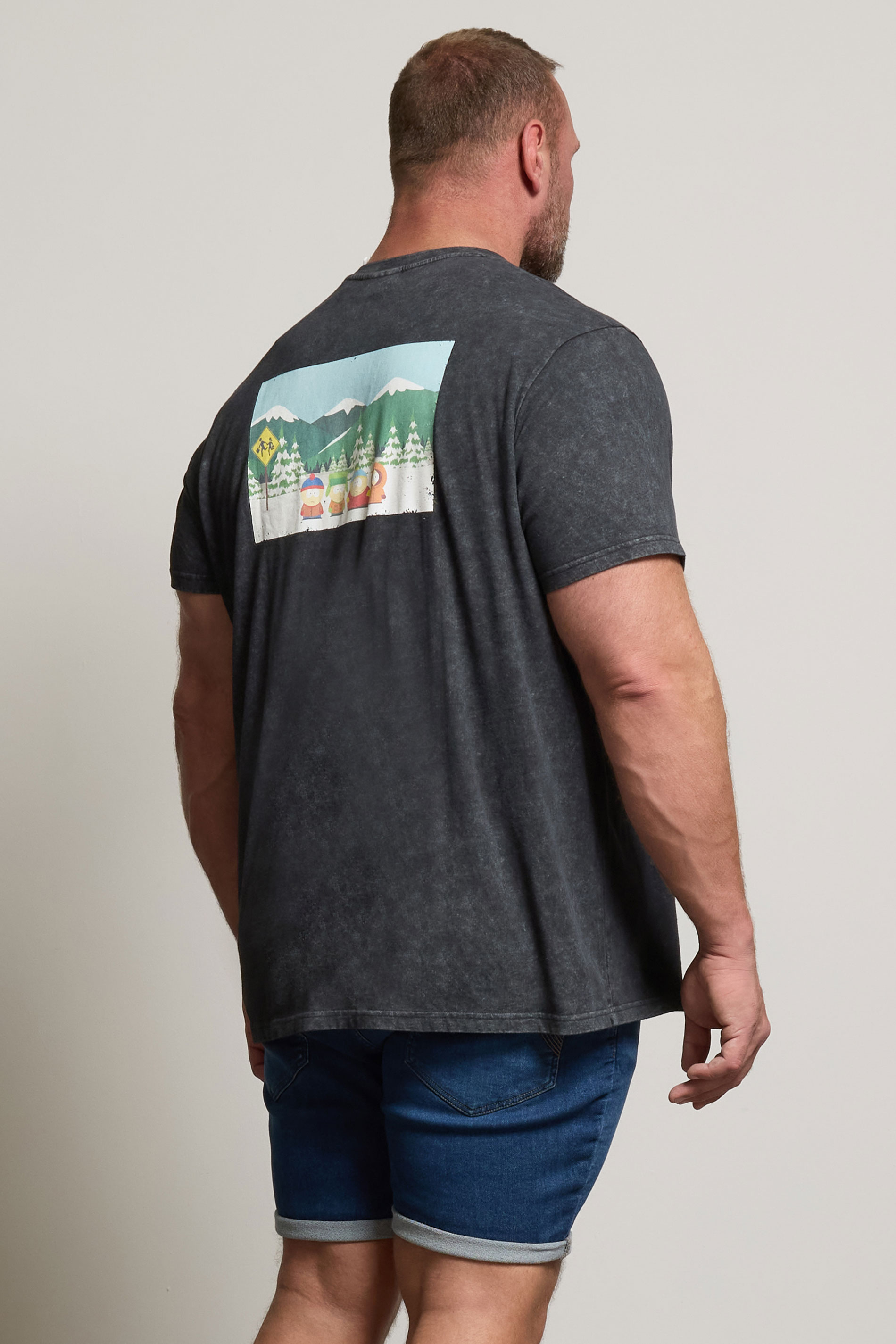 BadRhino Big & Tall Black Acid Wash Printed 'South Park' T-Shirt | BadRhino 2
