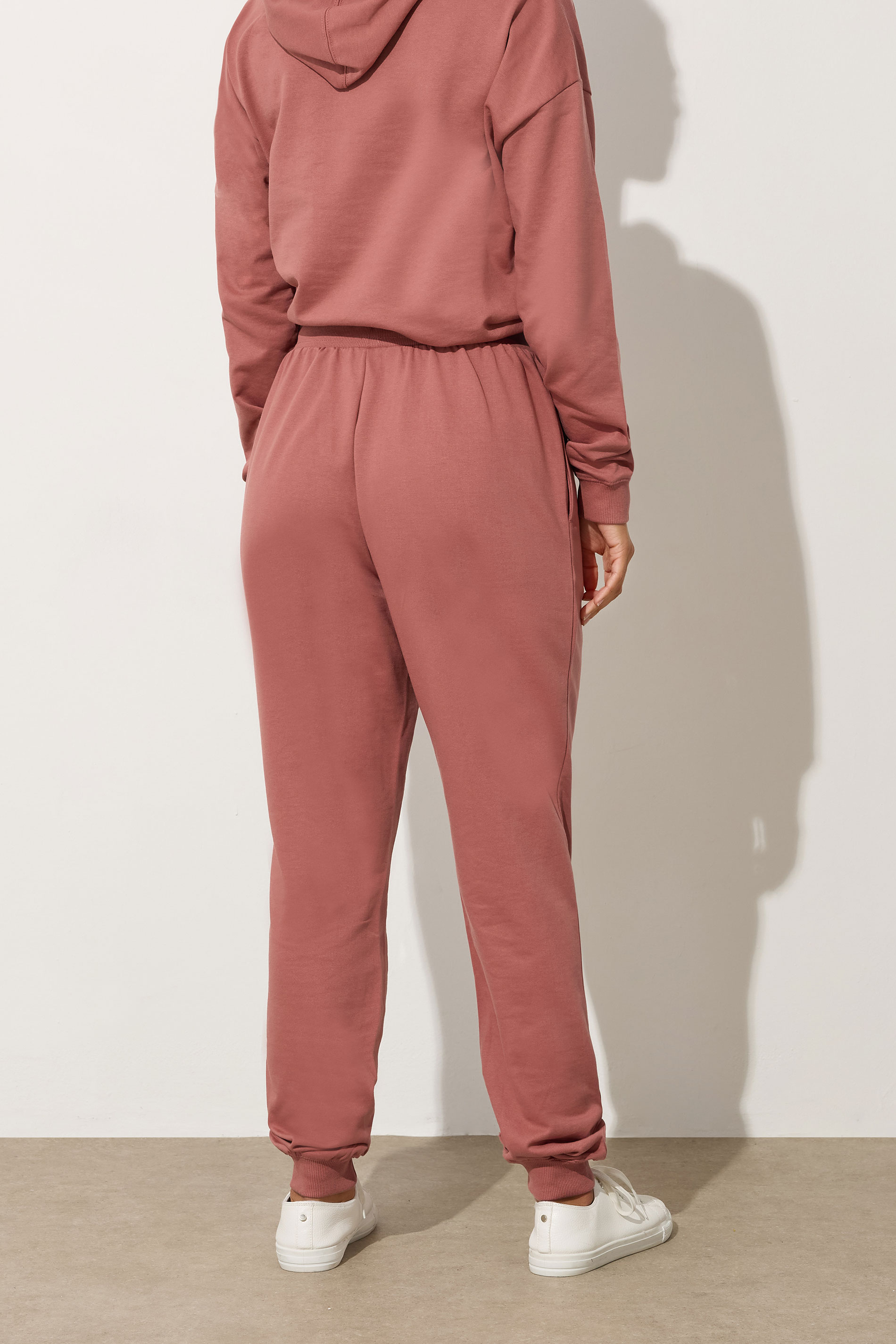 LTS Tall Coral Pink Jersey Drawcord Cuffed Joggers | Long Tall Sally 2