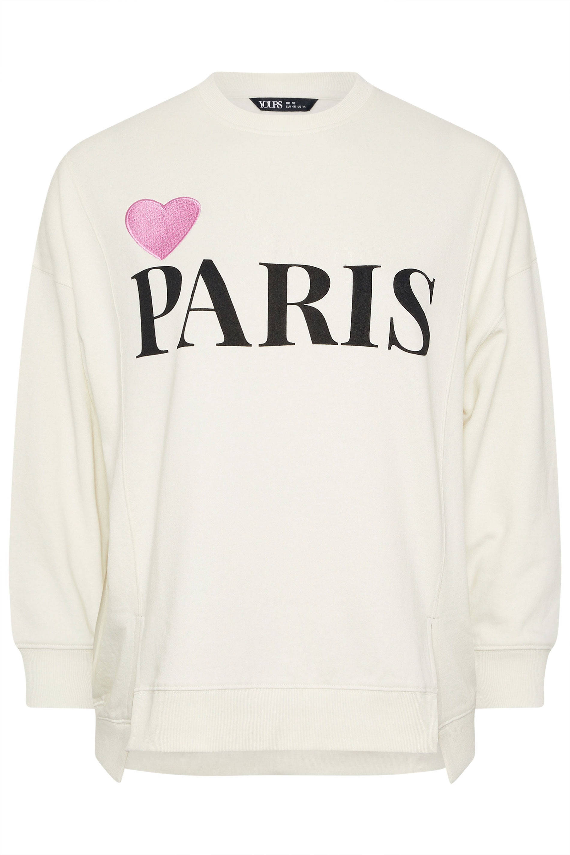YOURS Plus Size Cream 'Paris' Heart Sweatshirt | Yours Clothing 5