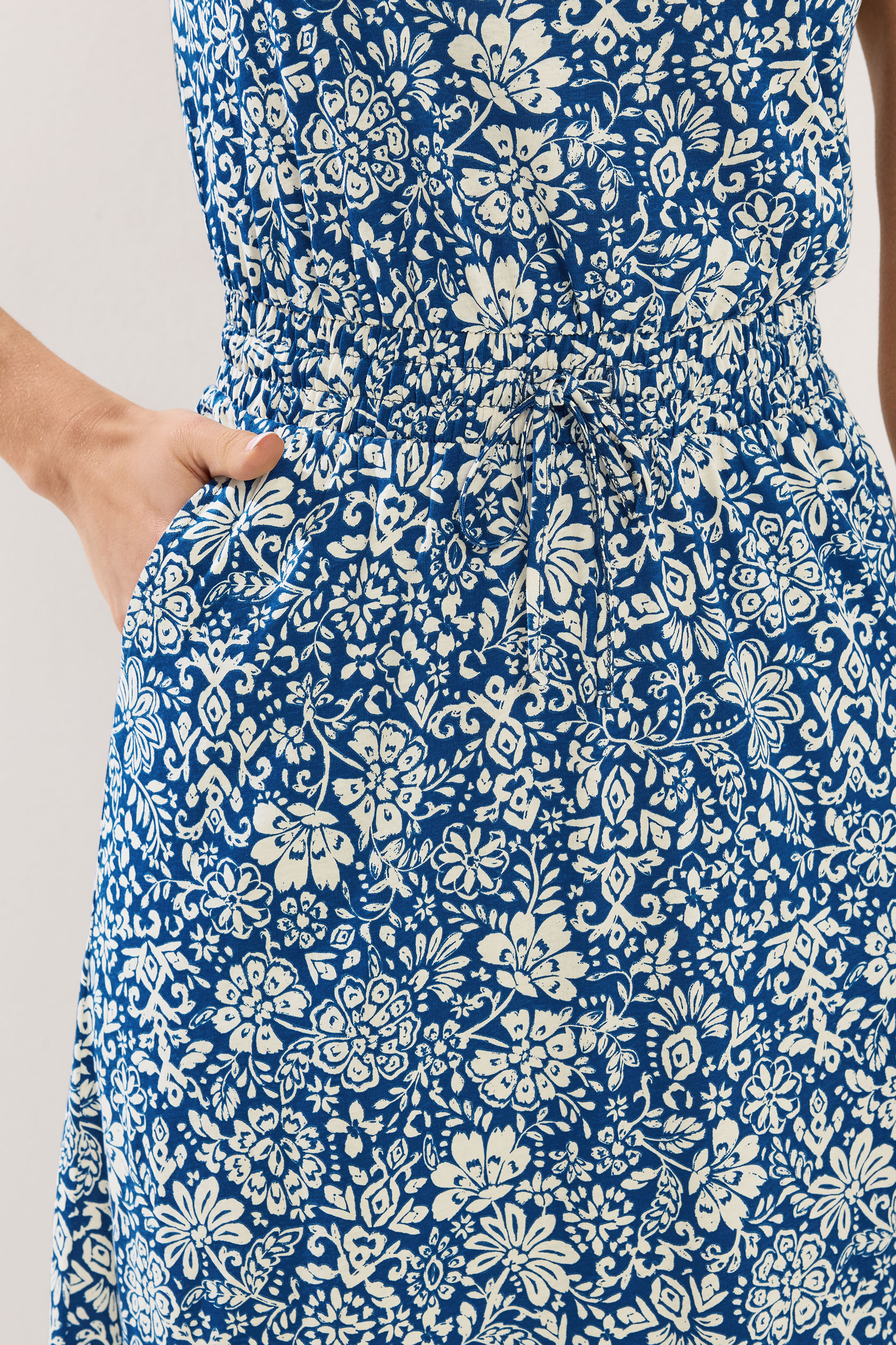 LTS Tall Women's Dark Blue Floral Tie Waist Cotton Maxi Dress | Long Tall Sally 4