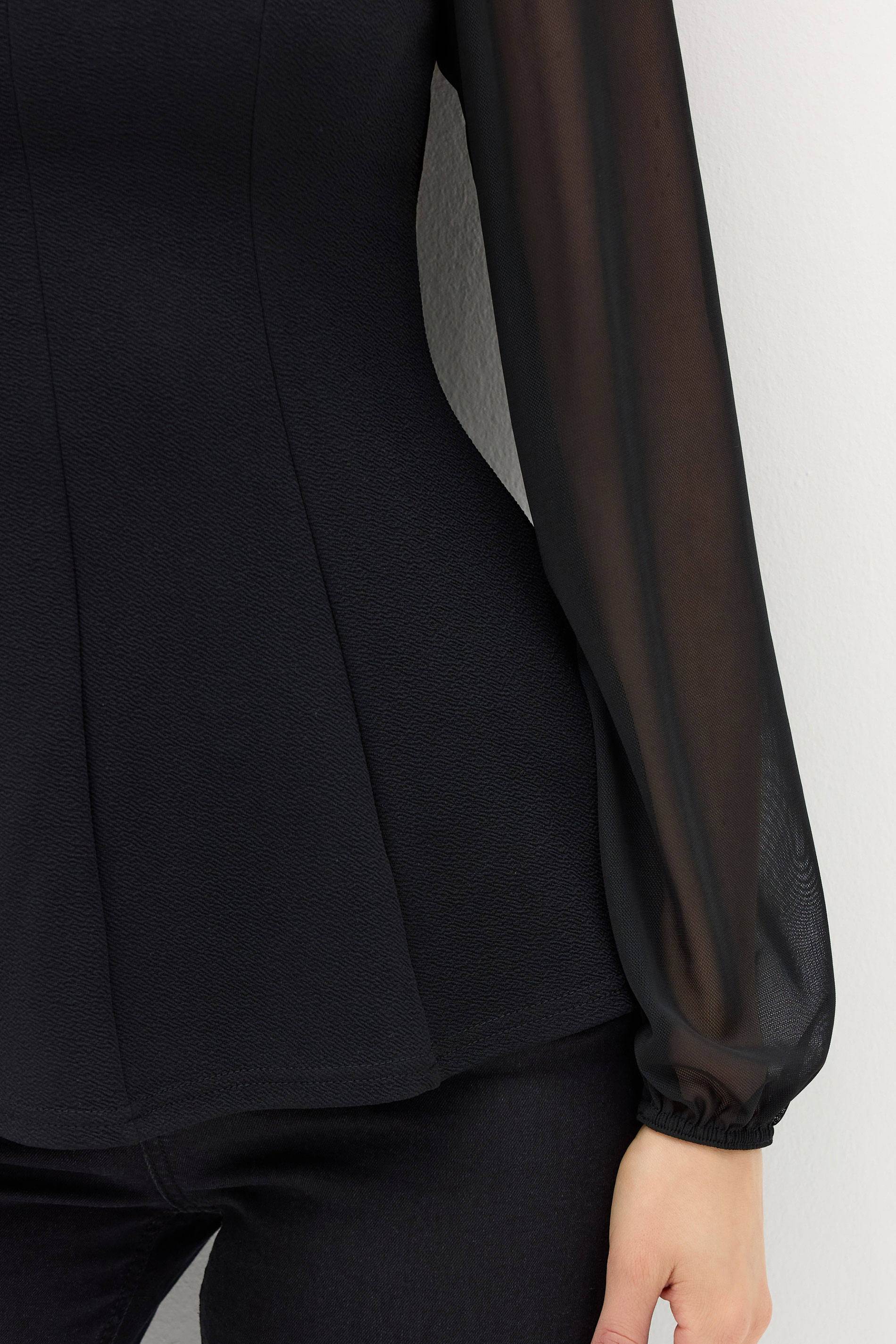 LTS Tall Black Corset Body Mesh Blouse | Long Tall Sally 5