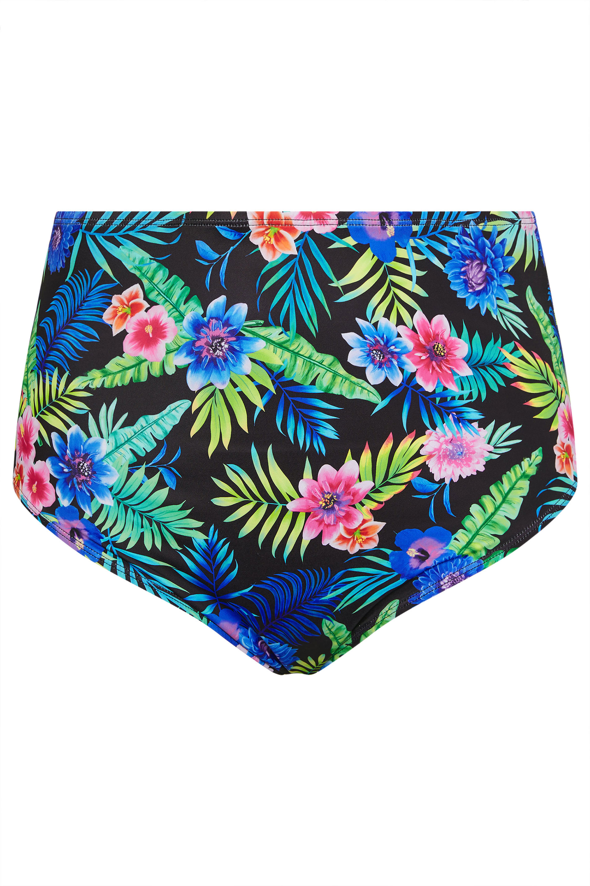 YOURS Plus Size Black Tropical Floral Print High Waisted Bikini Briefs | Yours Clothing 6