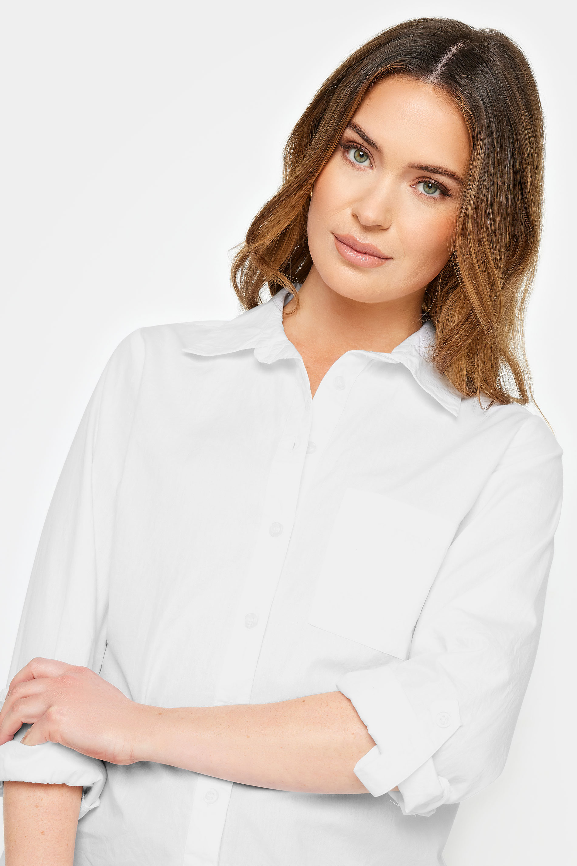 M&Co Petite White Oversized Cotton Poplin Shirt | M&Co 3