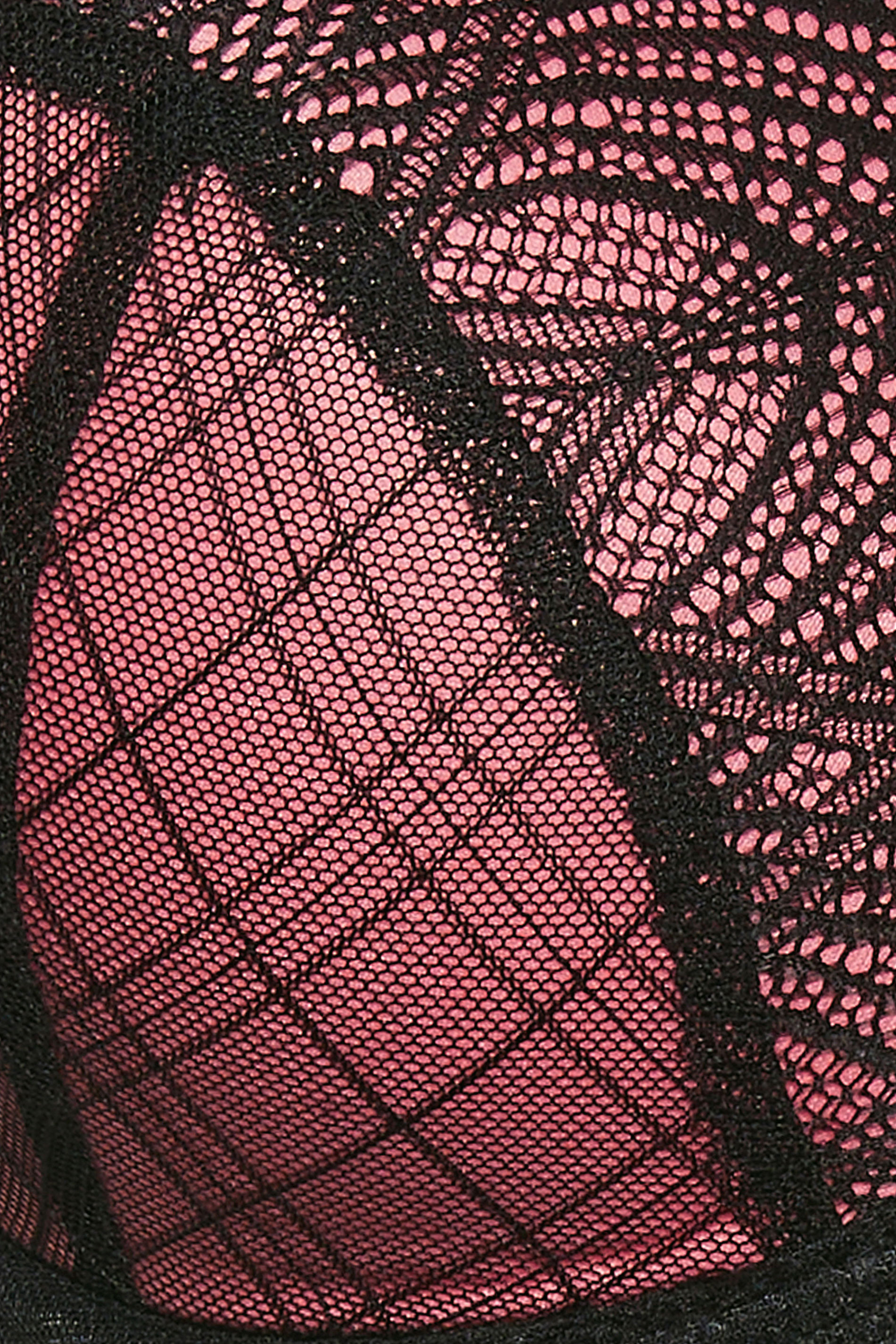 YOURS Plus Size Black & Pink Lace Detail Mesh Padded Bra | Yours Clothing 5