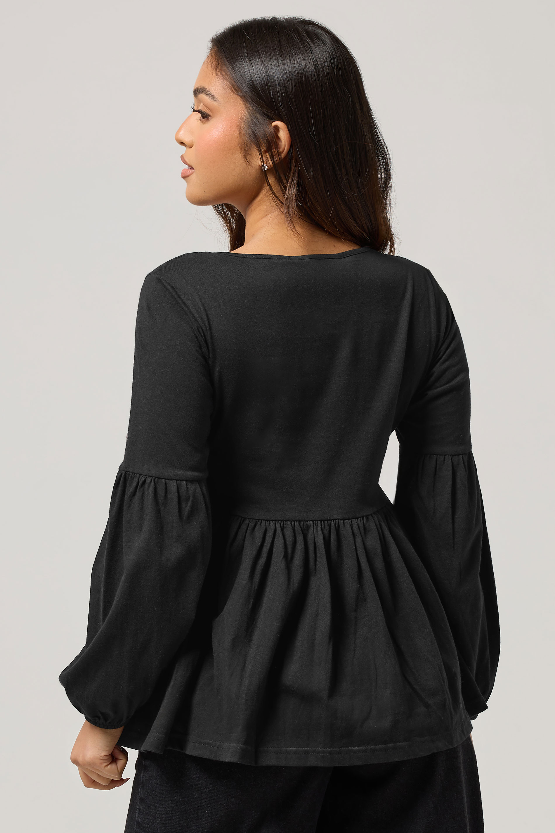PixieGirl Petite Women's Black Tie Front Cotton Smock Top | PixieGirl 2