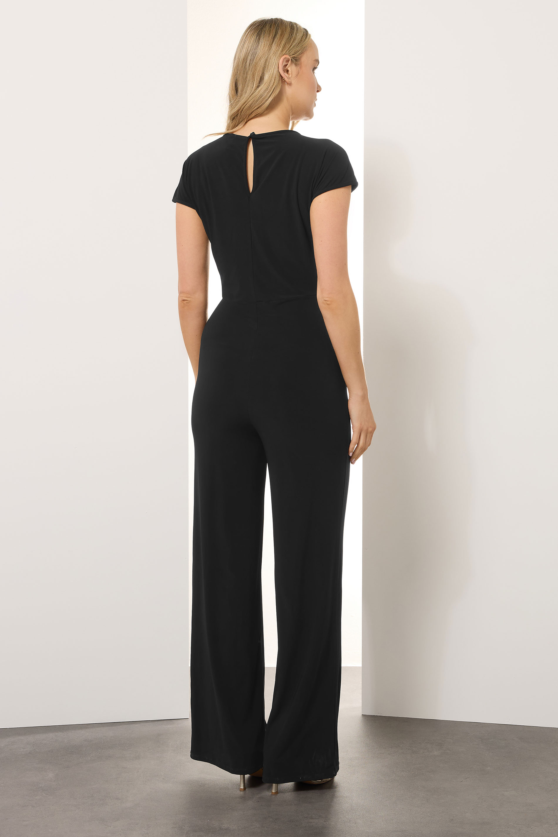 LTS Tall Black Twist Front Wide Leg Jumpsuit | Long Tall Sally 2
