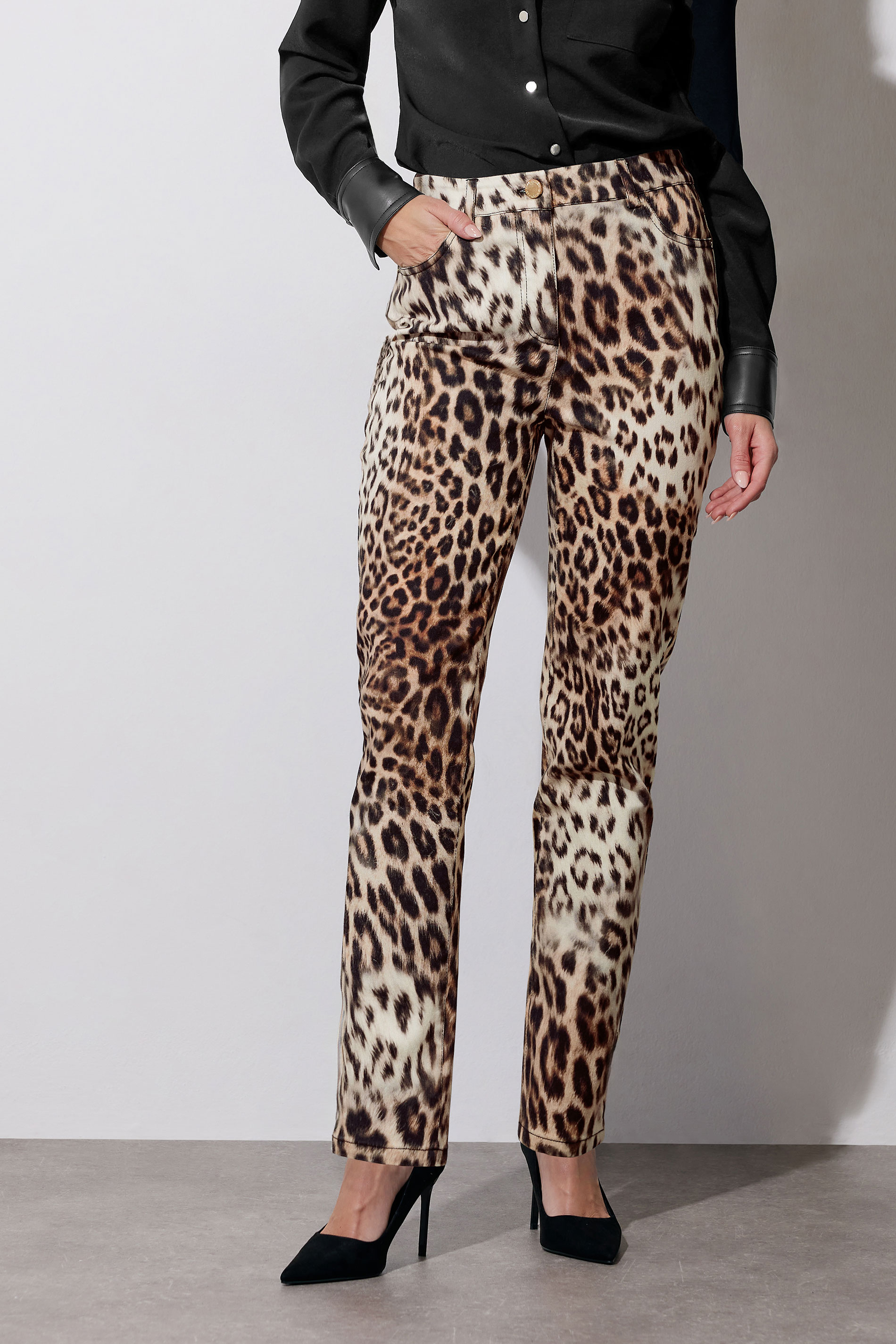 STAR Beige Brown Denim Leopard Straight Leg Jeans | StarByJM 2