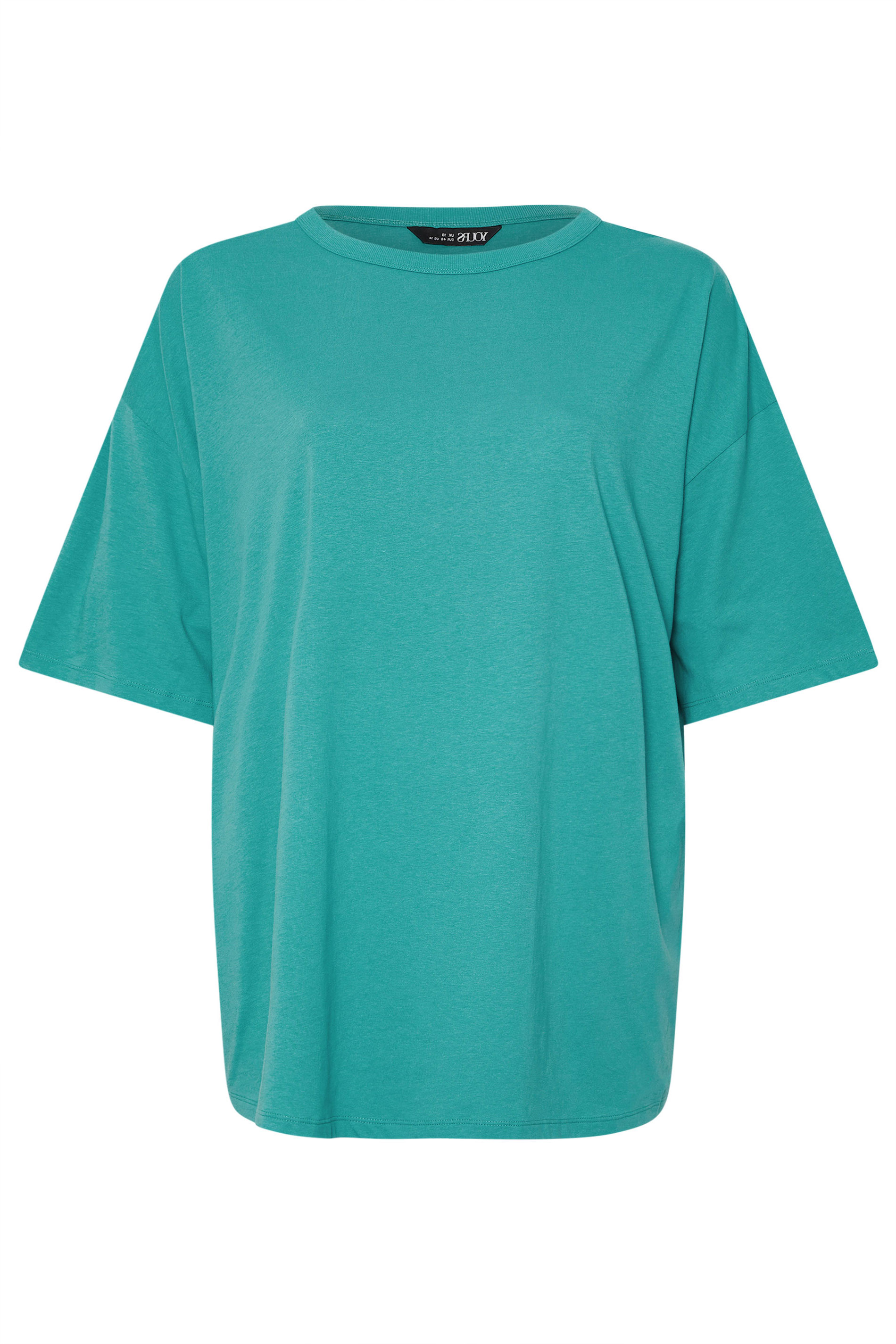 YOURS Plus Size Teal Blue Oversized Boxy T-Shirt | Yours Clothing 5