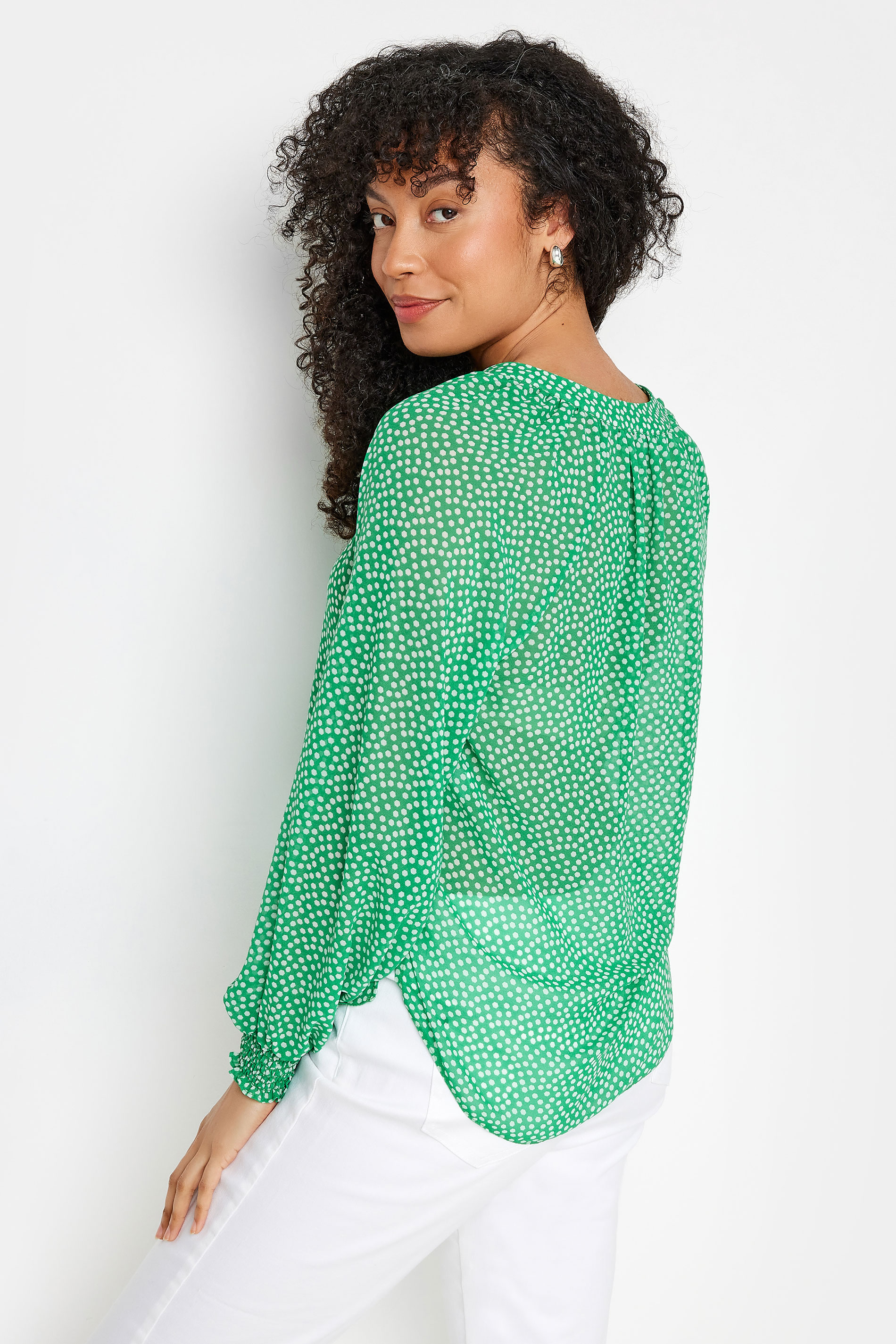 M&Co Green Spot Print Button Through Blouse | M&Co 3