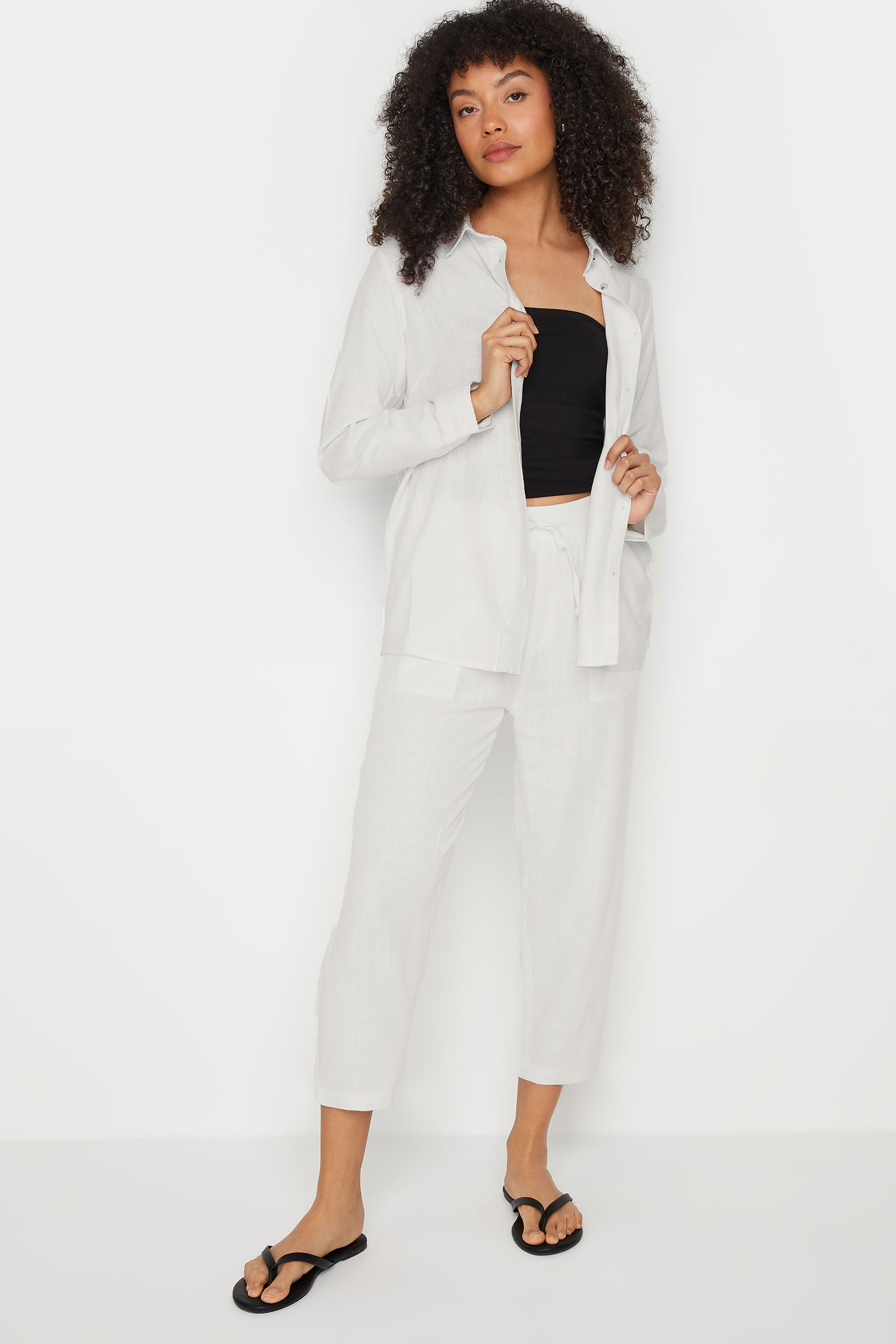 M&Co White Linen Cropped Joggers | M&Co 2