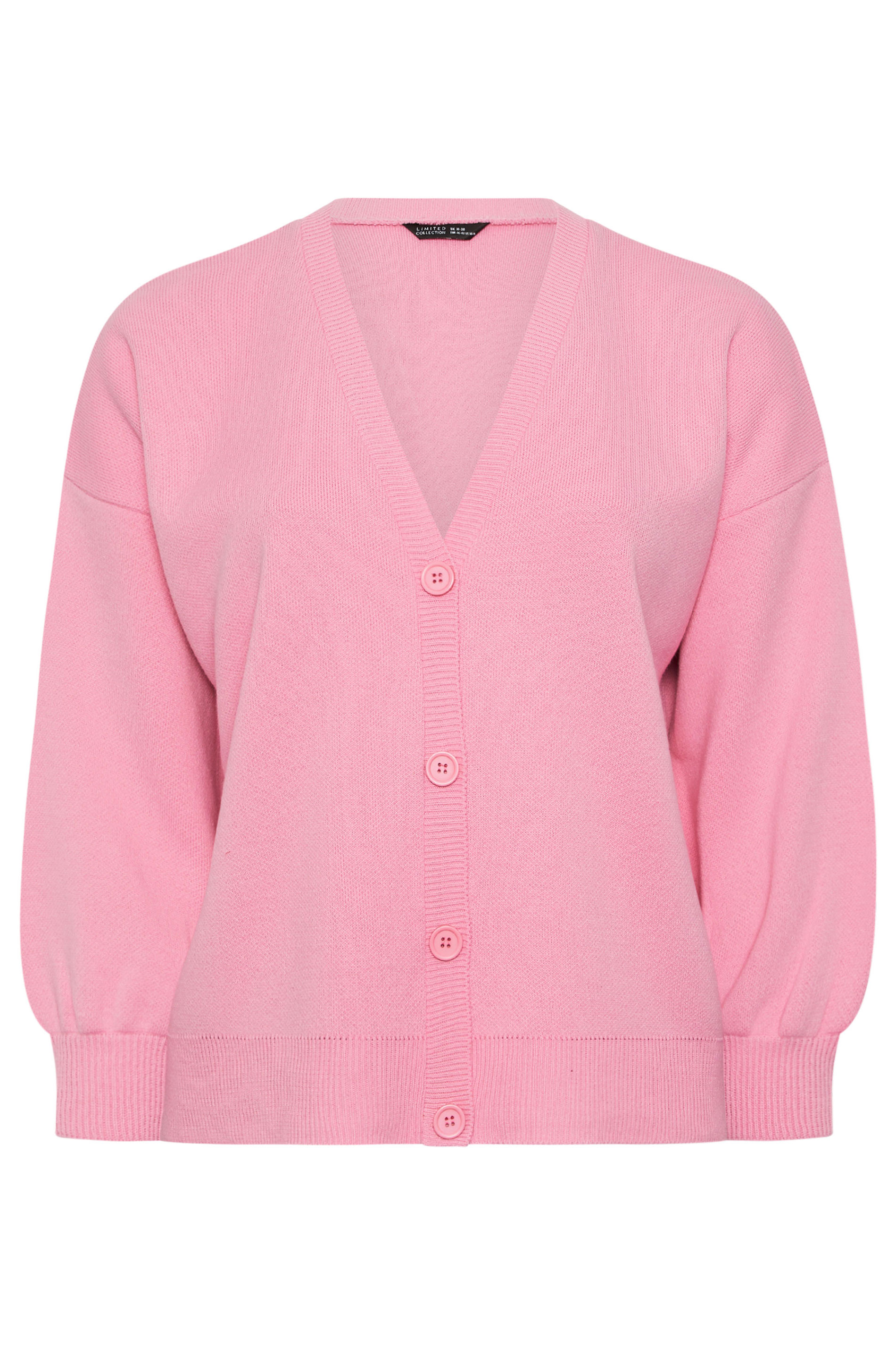 LIMITED COLLECTION Plus Size Pink Balloon Sleeve Cardigan | Yours Clothing 5