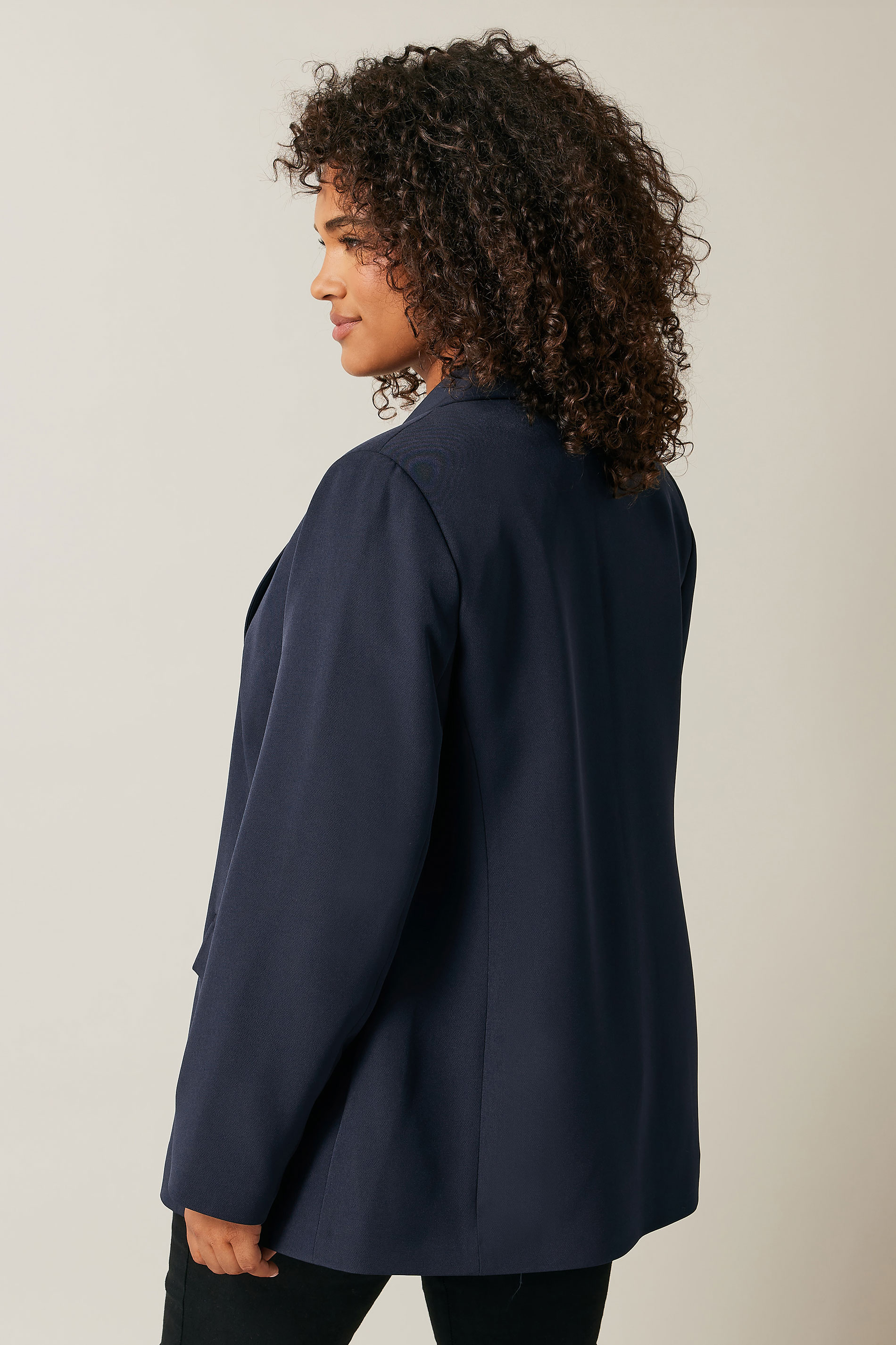 EVANS Plus Size Navy Blue Single Breasted Blazer | Evans 2