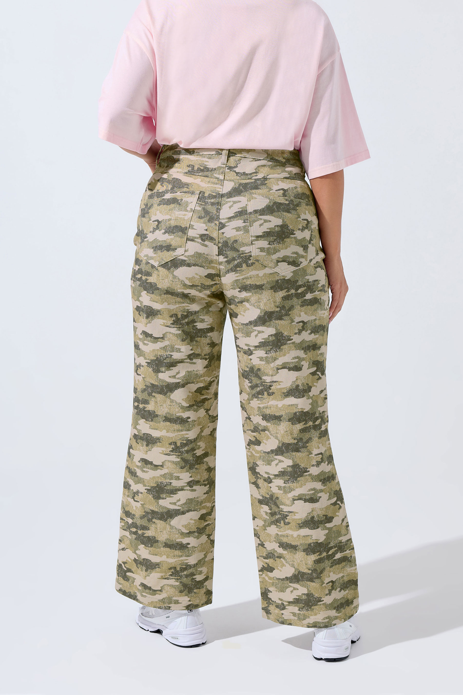 LIMITED COLLECTION Plus Size Khaki Green Camo Wide Leg Jeans | Yours Clothing 4