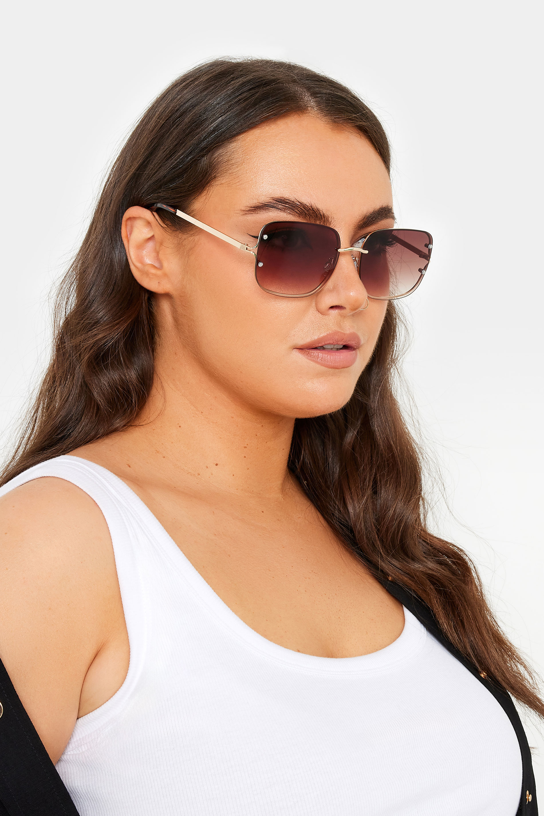 Women's Gold Yours Tone Metal Frame Sunglasses Size One Size