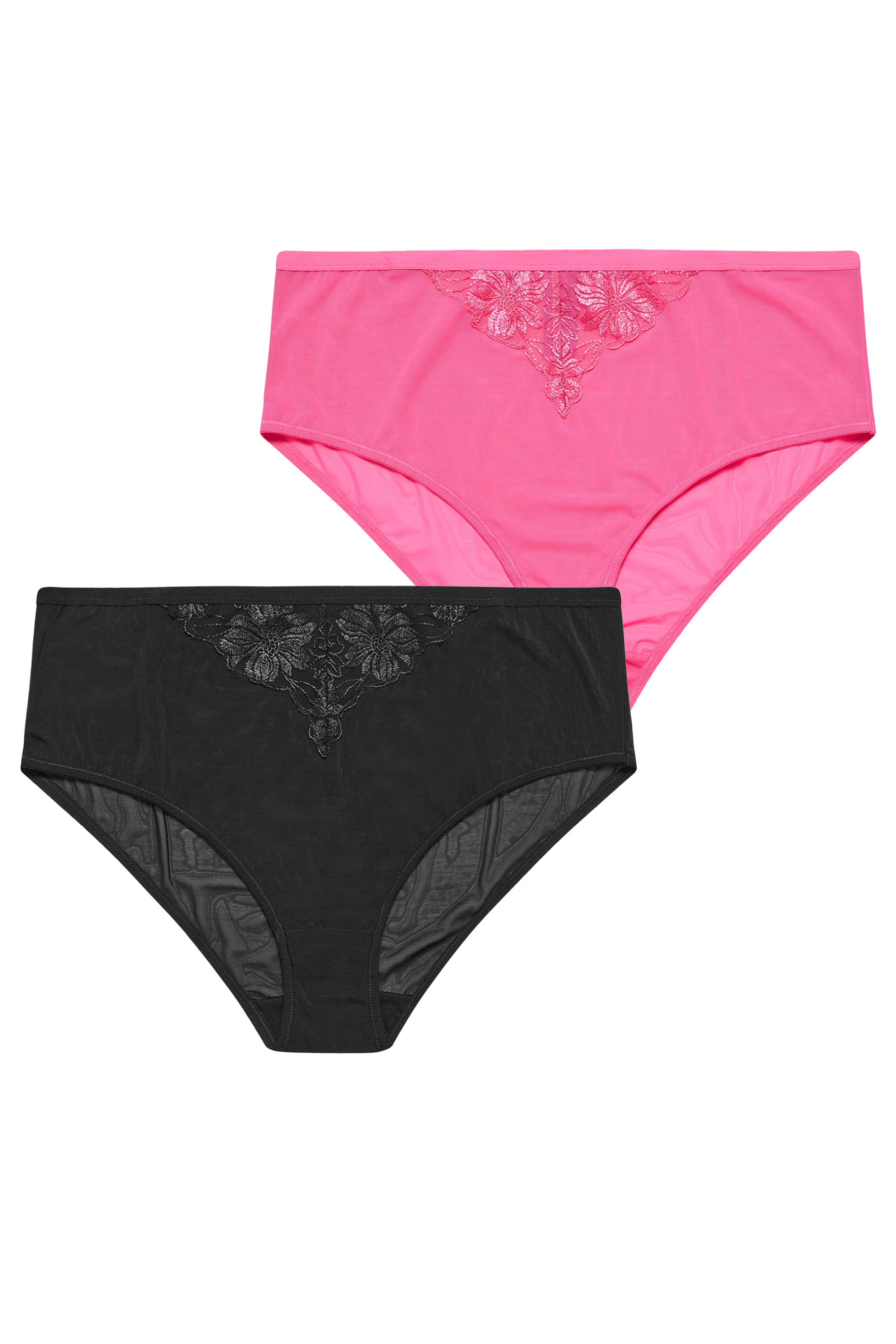 YOURSET 2 PACK Plus Size Pink & Black Briefs | Yours Clothing 3