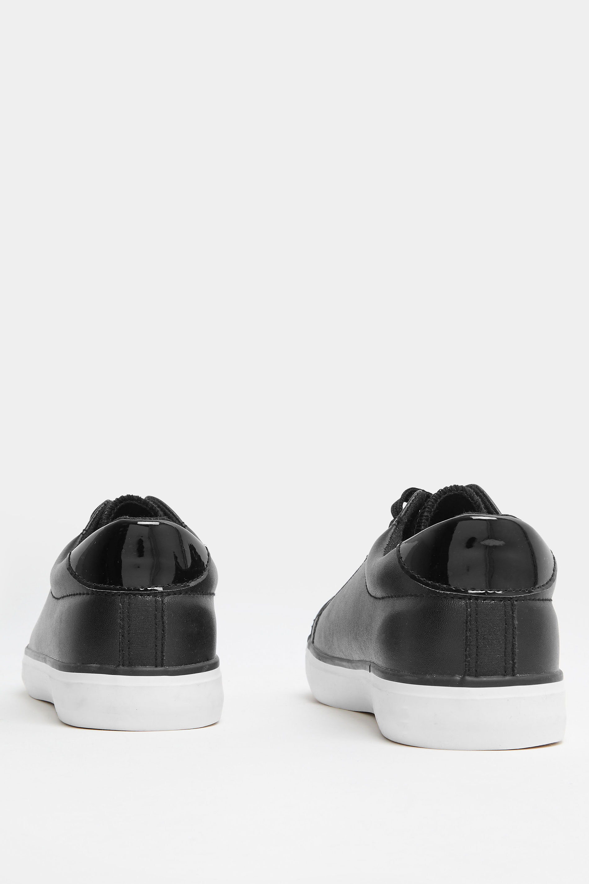 Black Faux Leather Lace Up Trainers In Extra Wide EEE Fit | Yours Clothing 4