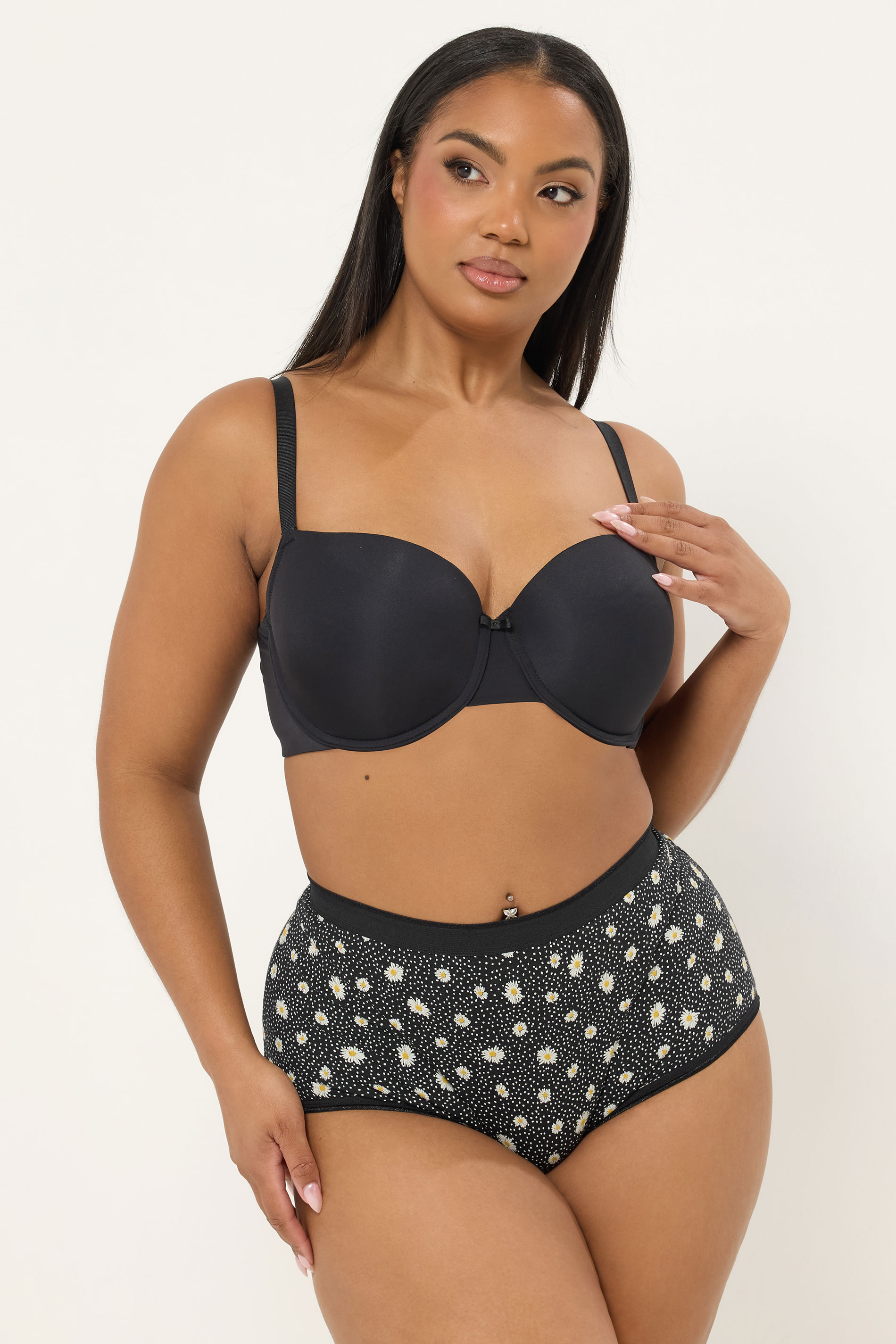YOURSET 5 PACK Plus Size Black & Yellow Daisy Full Briefs | Yours Clothing 4