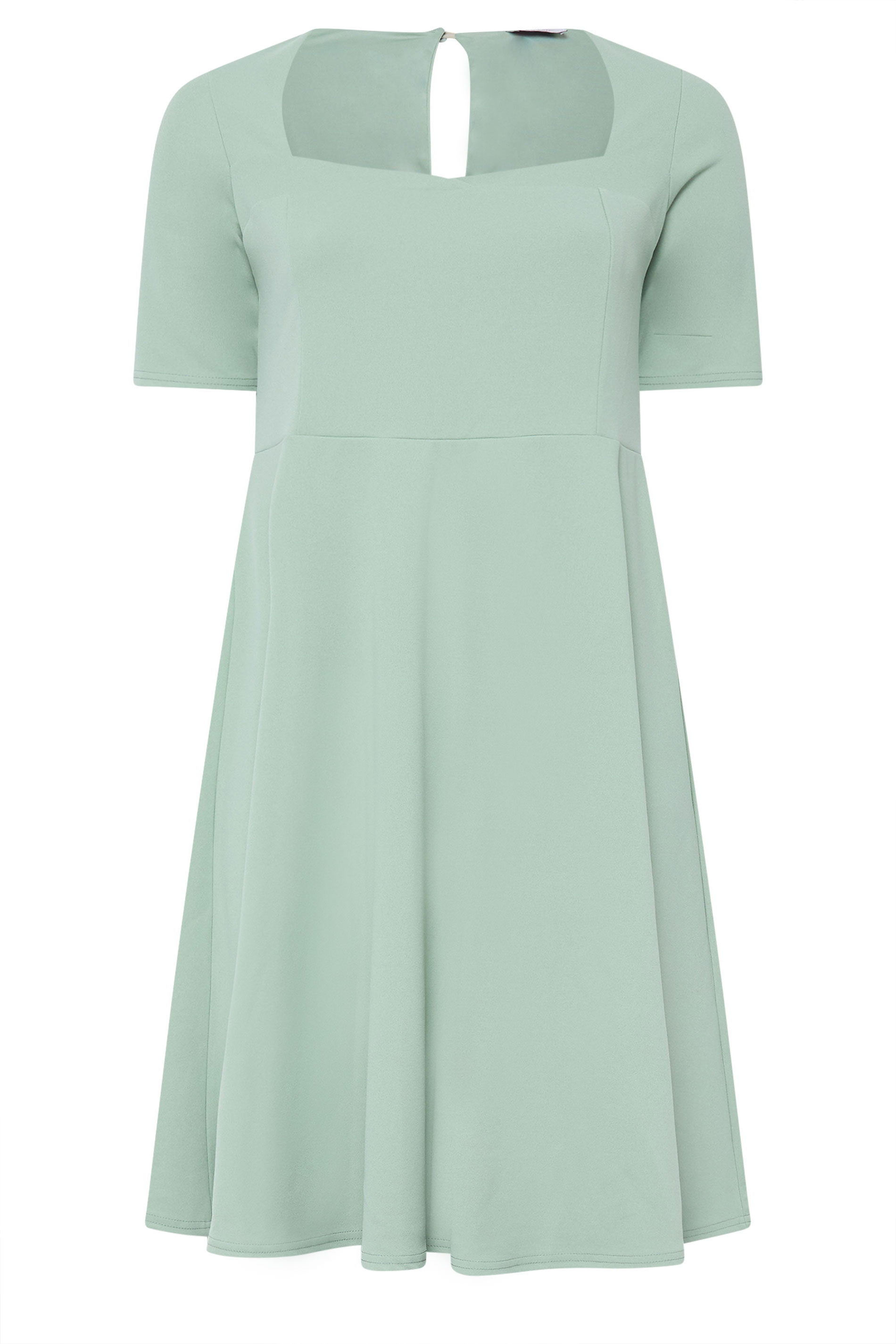 YOURS LONDON Plus Size Sage Green Panel Skater Dress | Yours Clothing 6