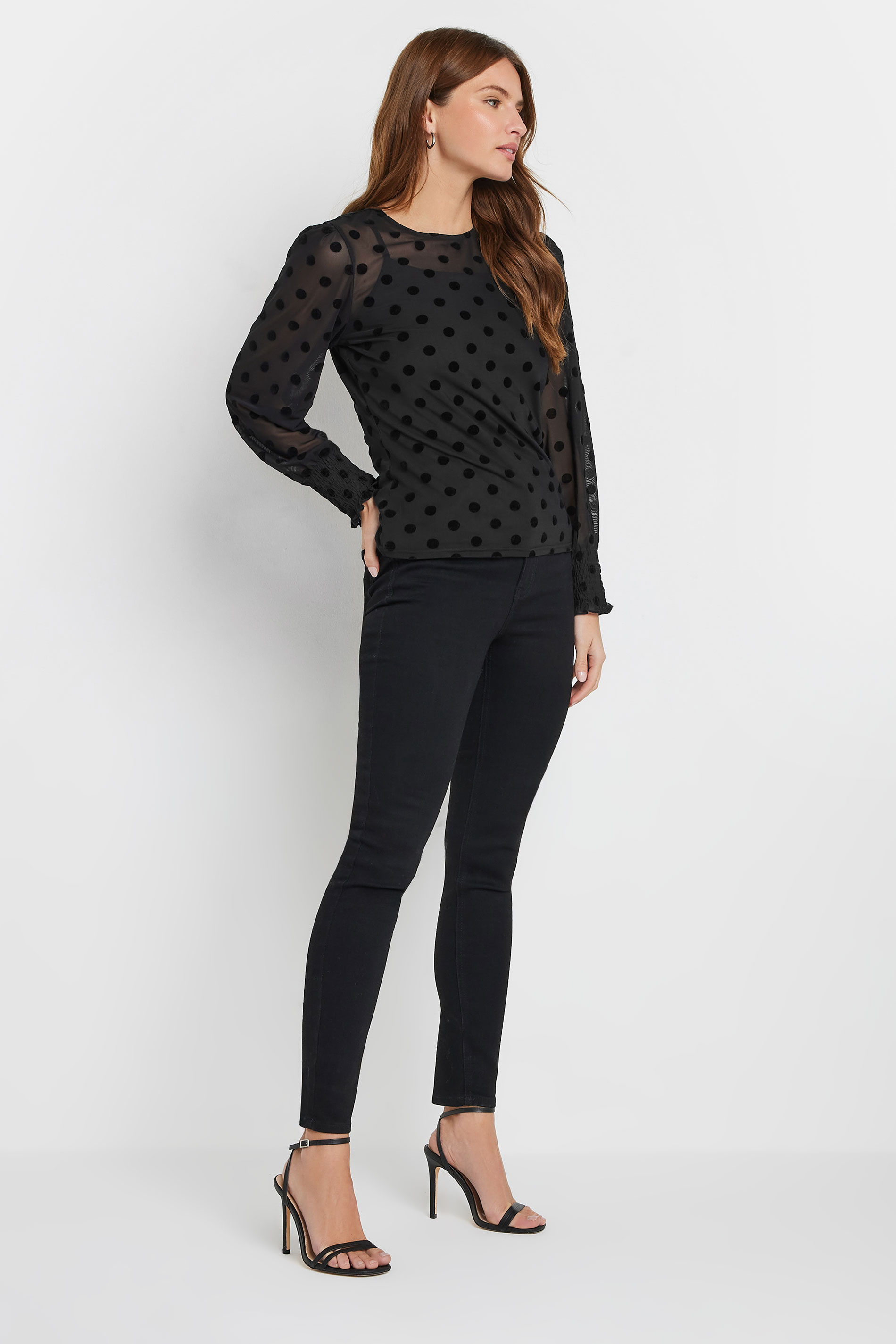 M&Co Black Spot Print Mesh Top | M&Co 2