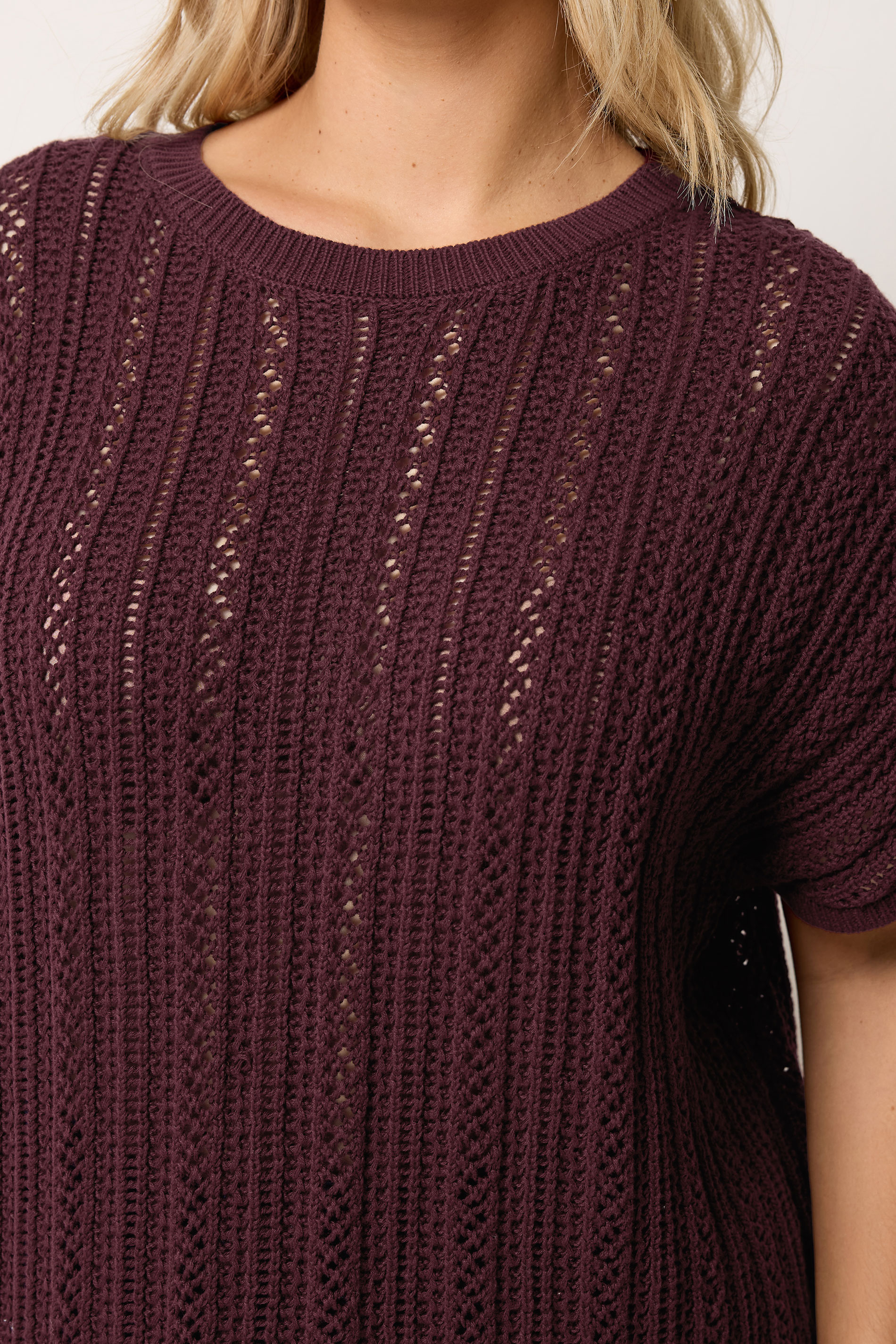 YOURS Plus Size Burgundy Red Knitted Top | Yours Clothing 4