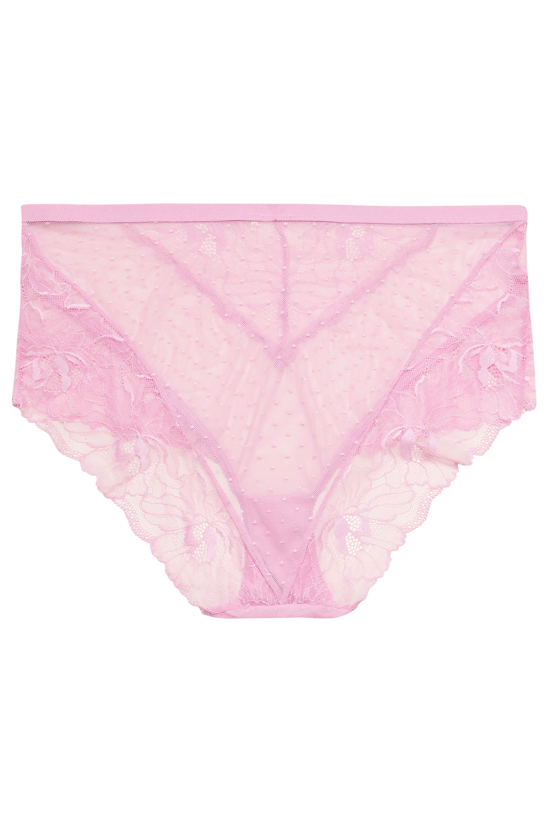 YOURS Plus Size Pink Floral Lace Brazilian Briefs | Yours Clothing 6