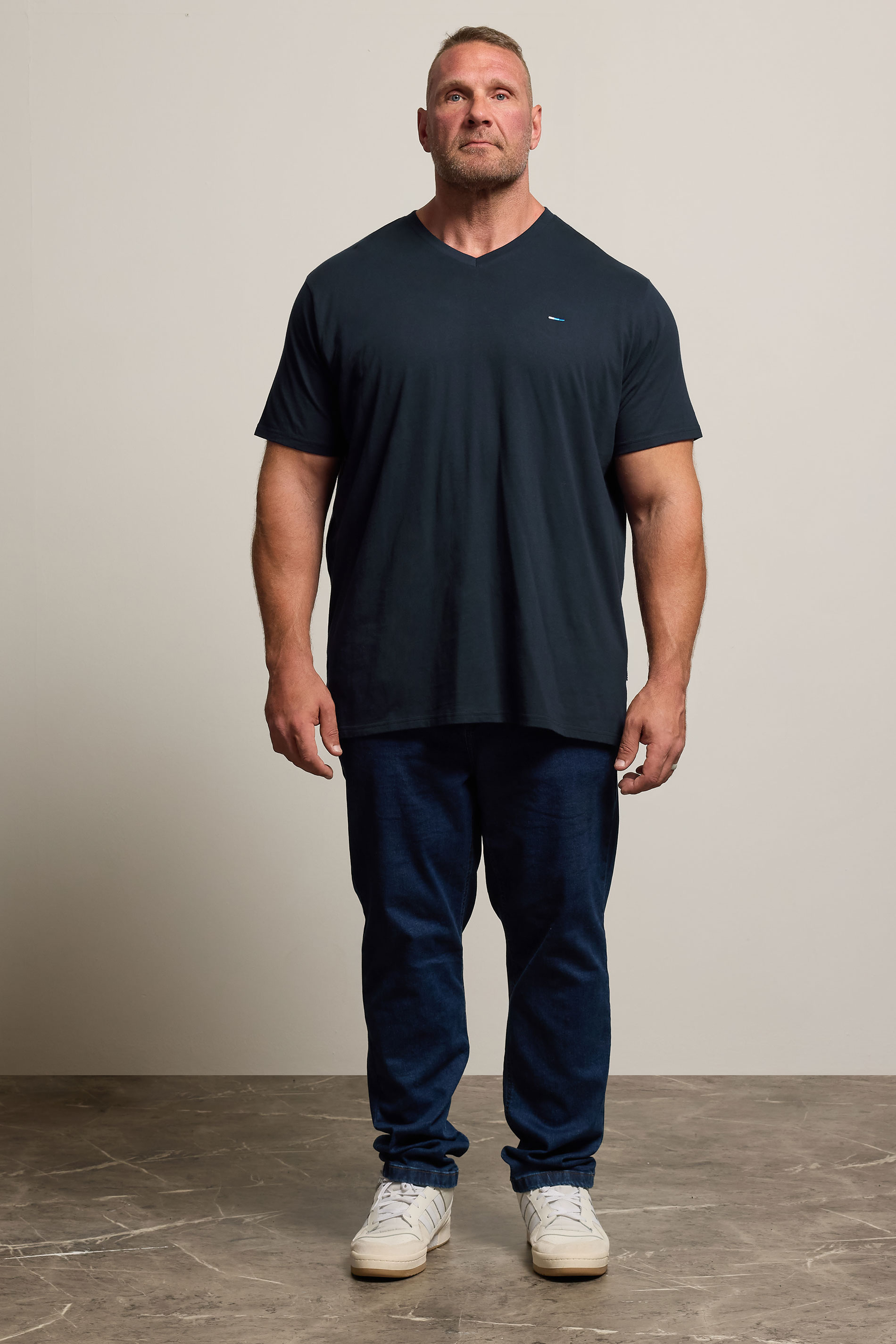 BadRhino Big & Tall Navy Blue V-Neck T-Shirt 1