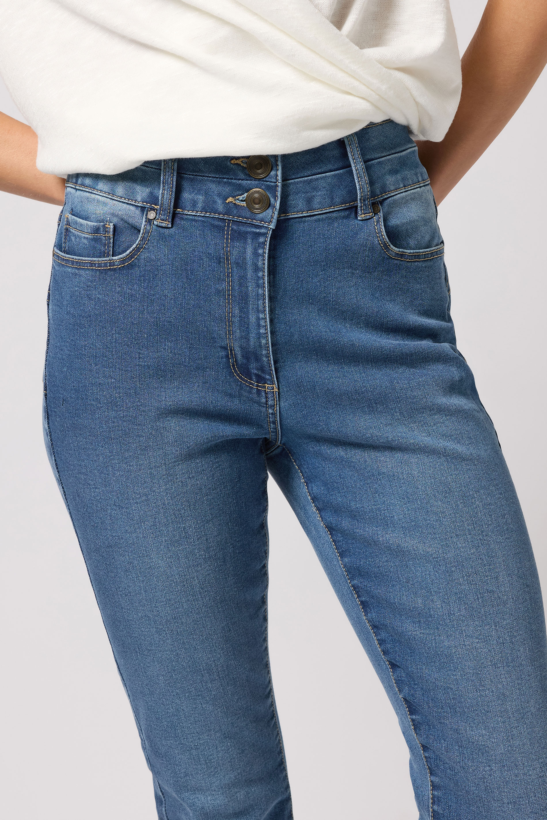 M&Co Mid Wash Blue Lift & Shape Kick Flare Jeans | M&Co 2