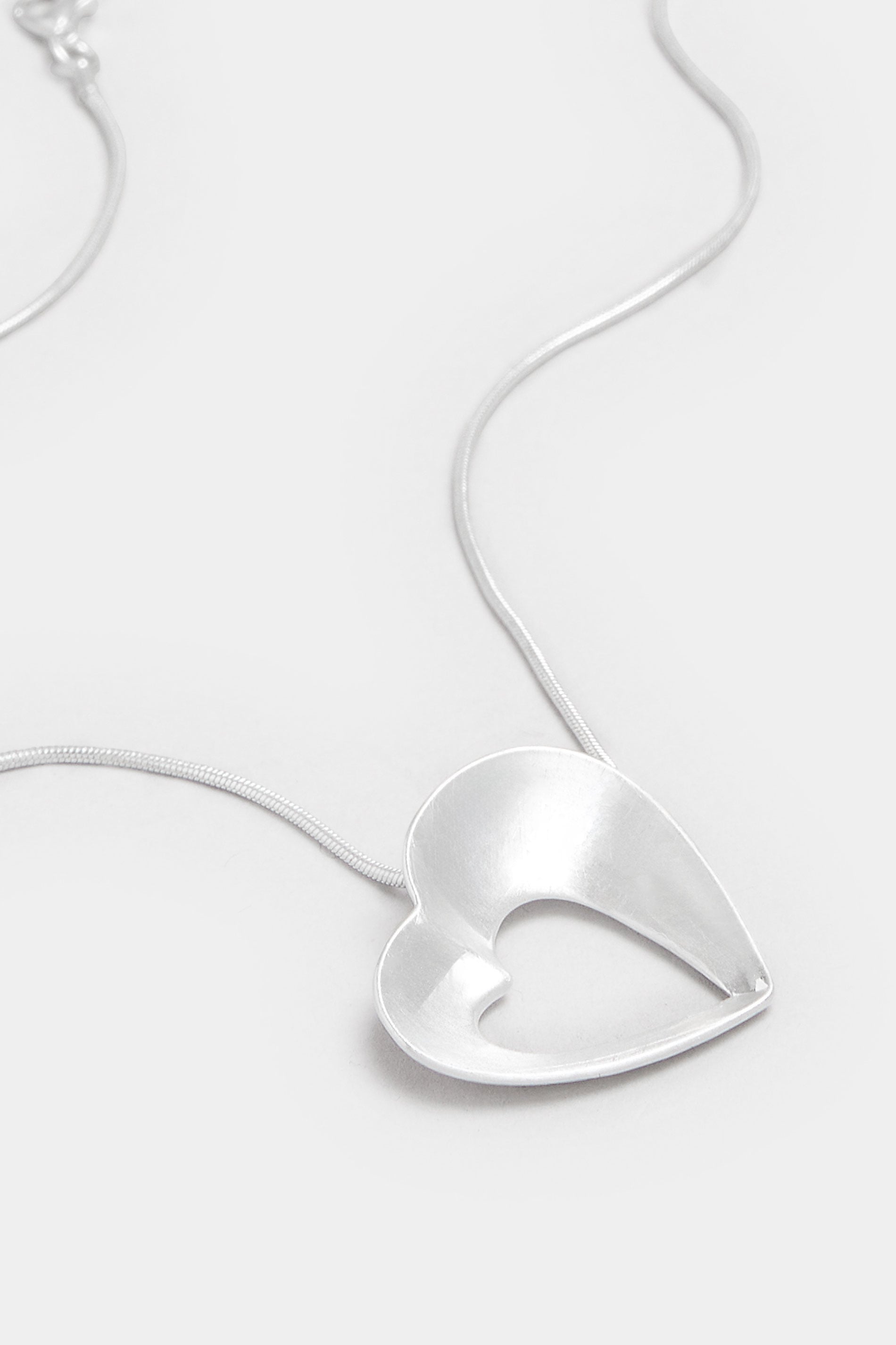 Silver Tone Brushed Heart Necklace | Yours Clothing 2