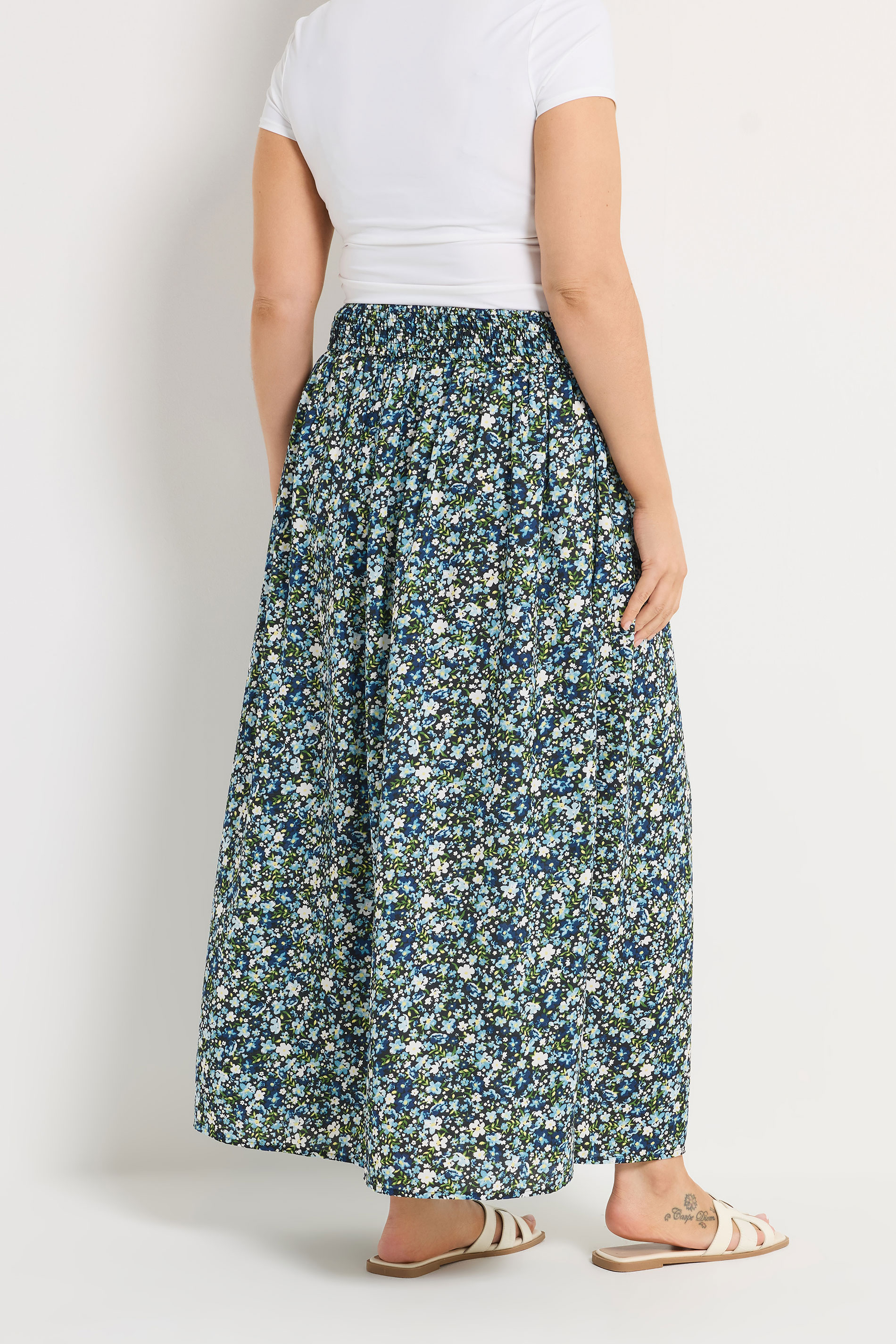 YOURS Plus Size Blue Ditsy Floral Midaxi Skirt | Yours Clothing 2