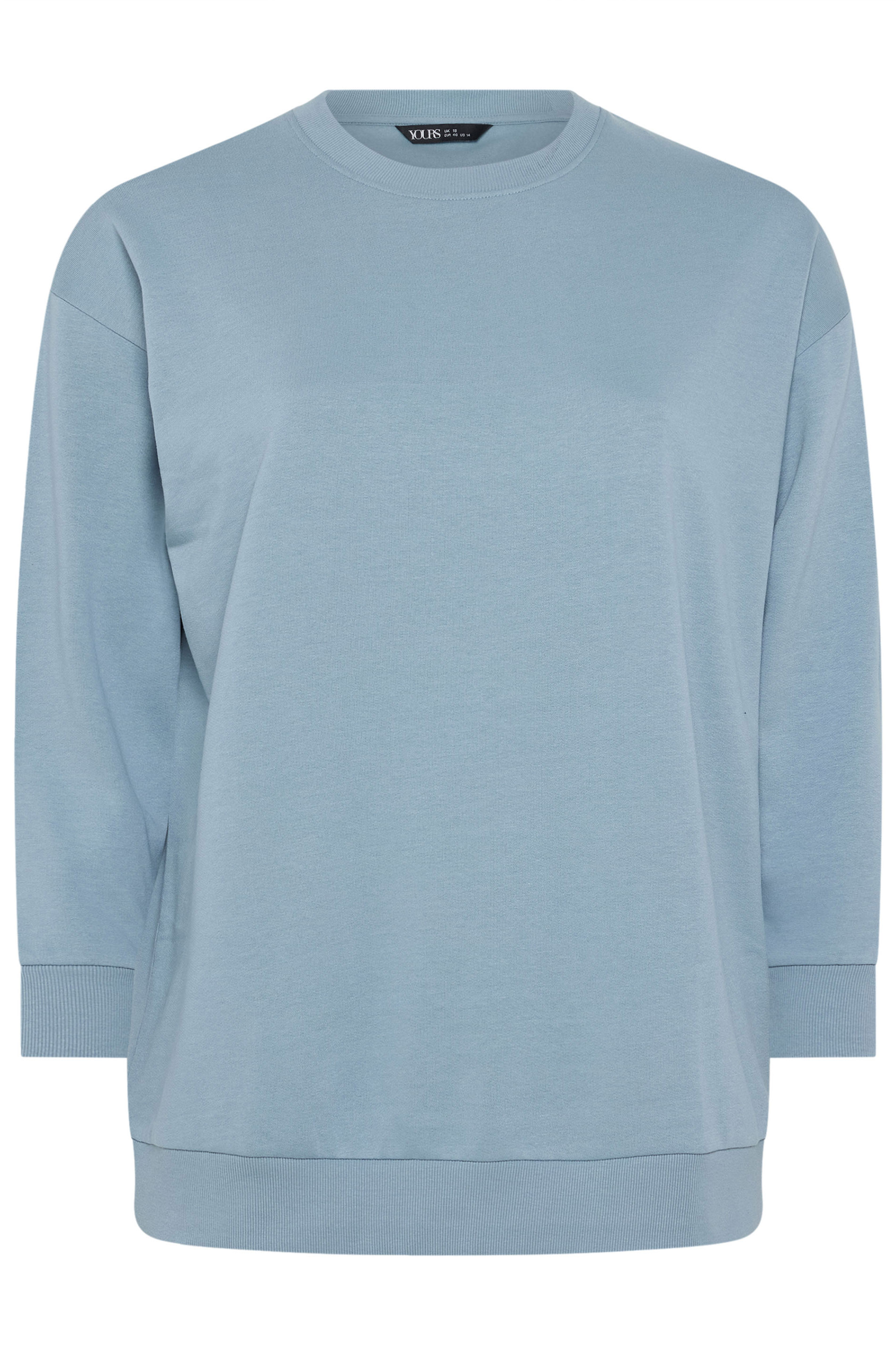 YOURS Plus Size Dusky Blue Sweatshirt | Yours Clothing 5