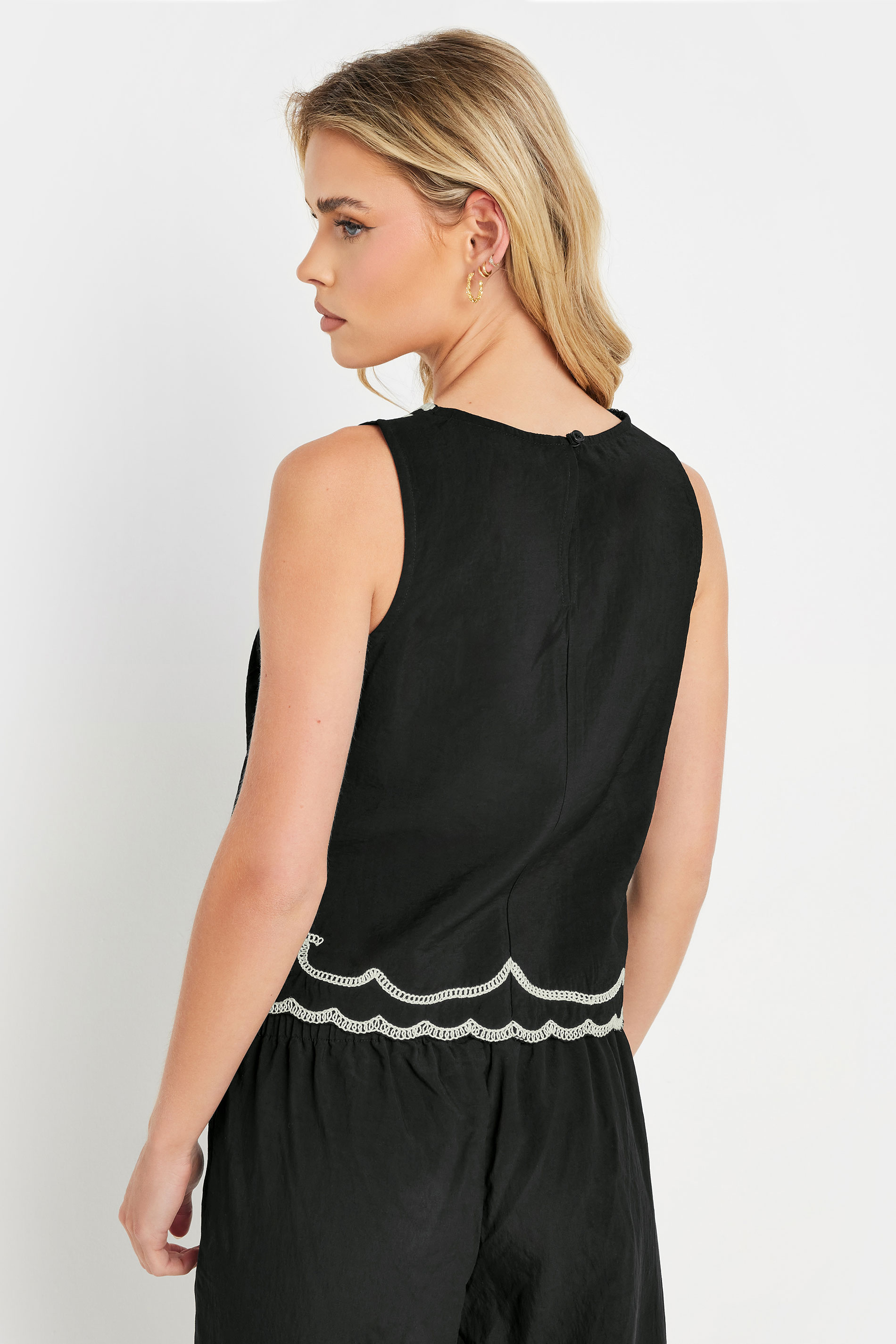 PixieGirl Petite Women's Black Embroidered Sleeveless Top | PixieGirl 4