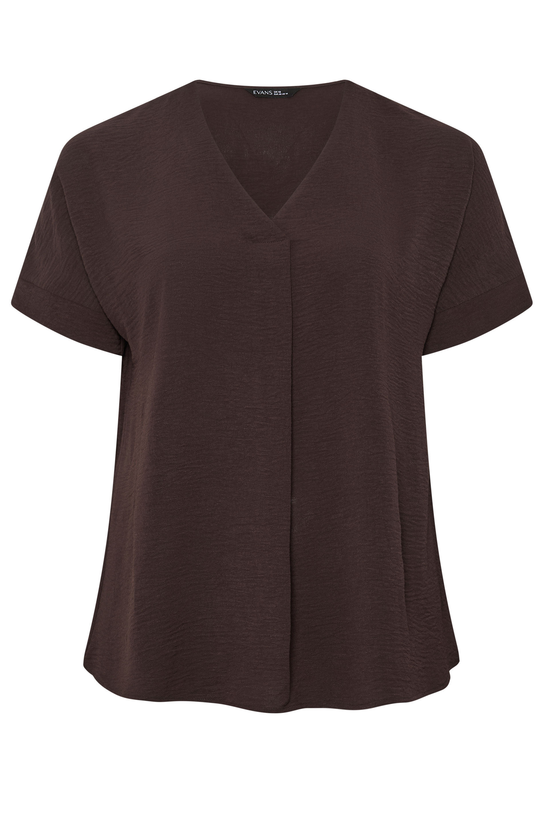 EVANS Plus Size Chocolate Brown Front Pleat Blouse | Evans 5