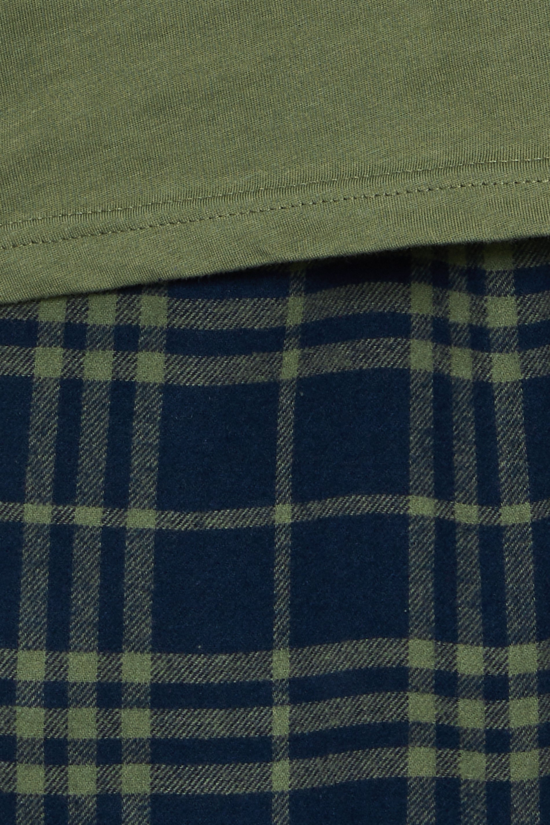 BadRhino Big & Tall Khaki Green Check Pyjama Set | BadRhino 5