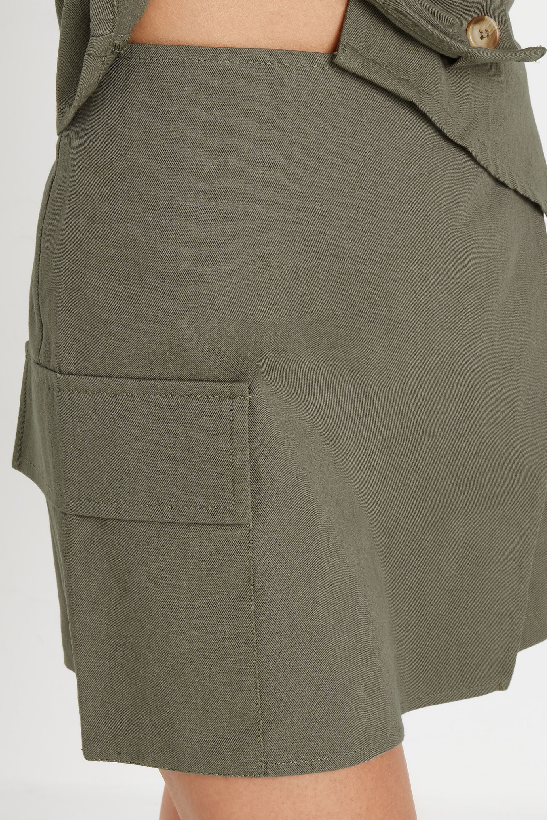 PixieGirl Petite Women's Khaki Green Cotton Cargo Pocket Skort | PixieGirl 6