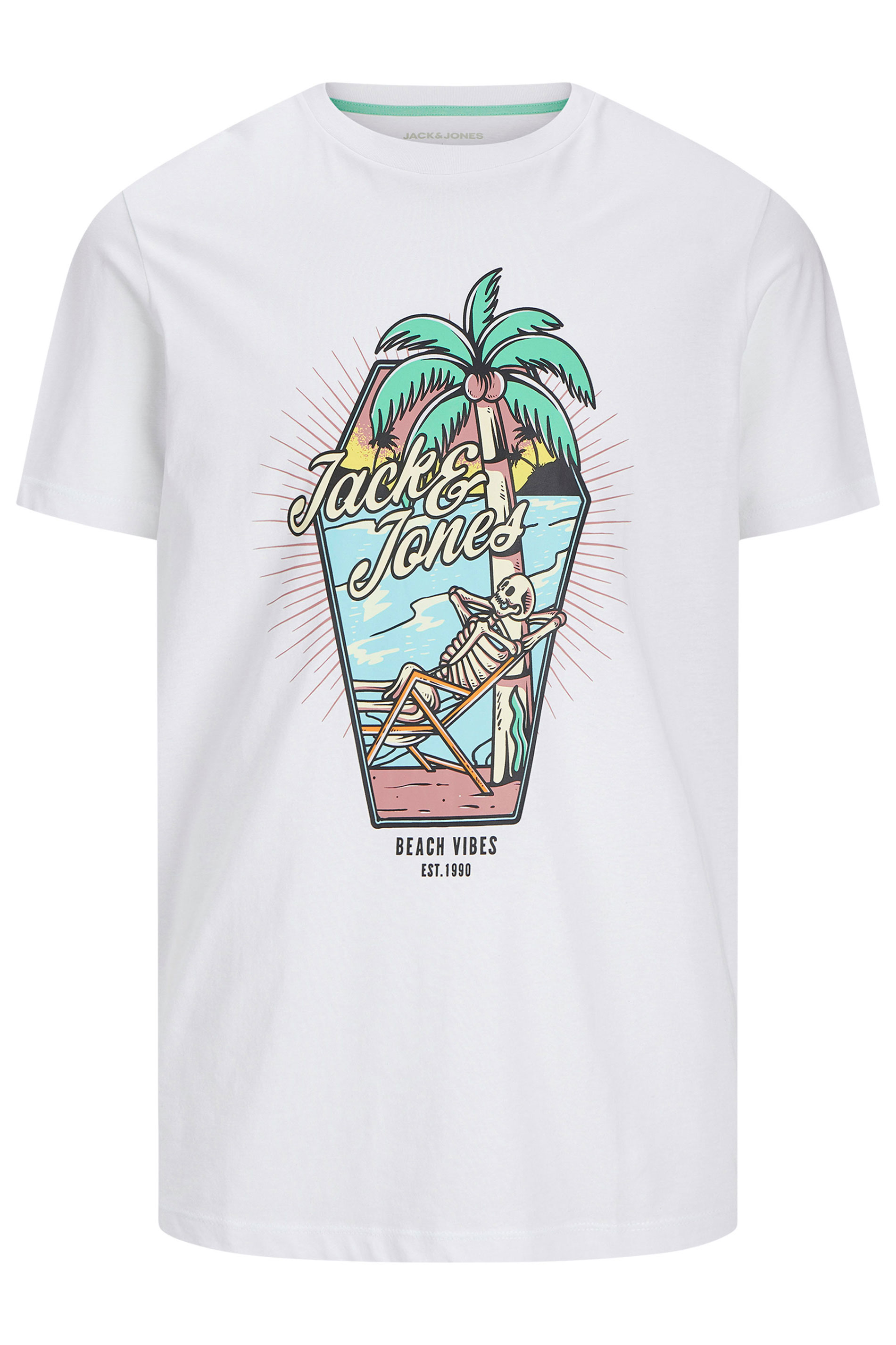 JACK & JONES Big & Tall White Jelijah Short Sleeve T-Shirt | BadRhino 2